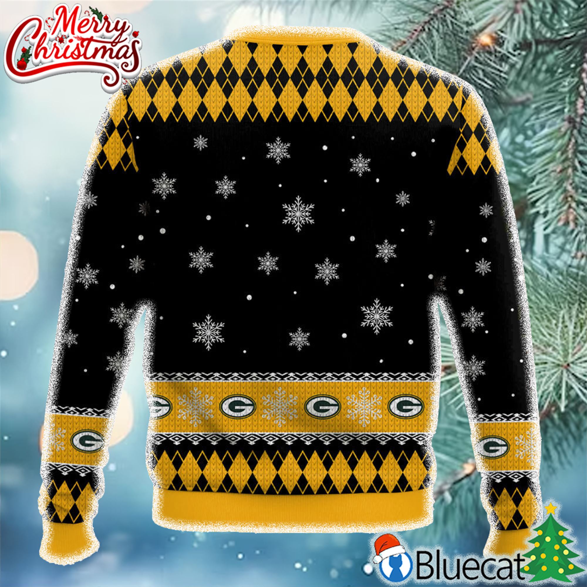 Green Bay Packers Merry Kissmyass Christmas Ugly Sweater 3d 