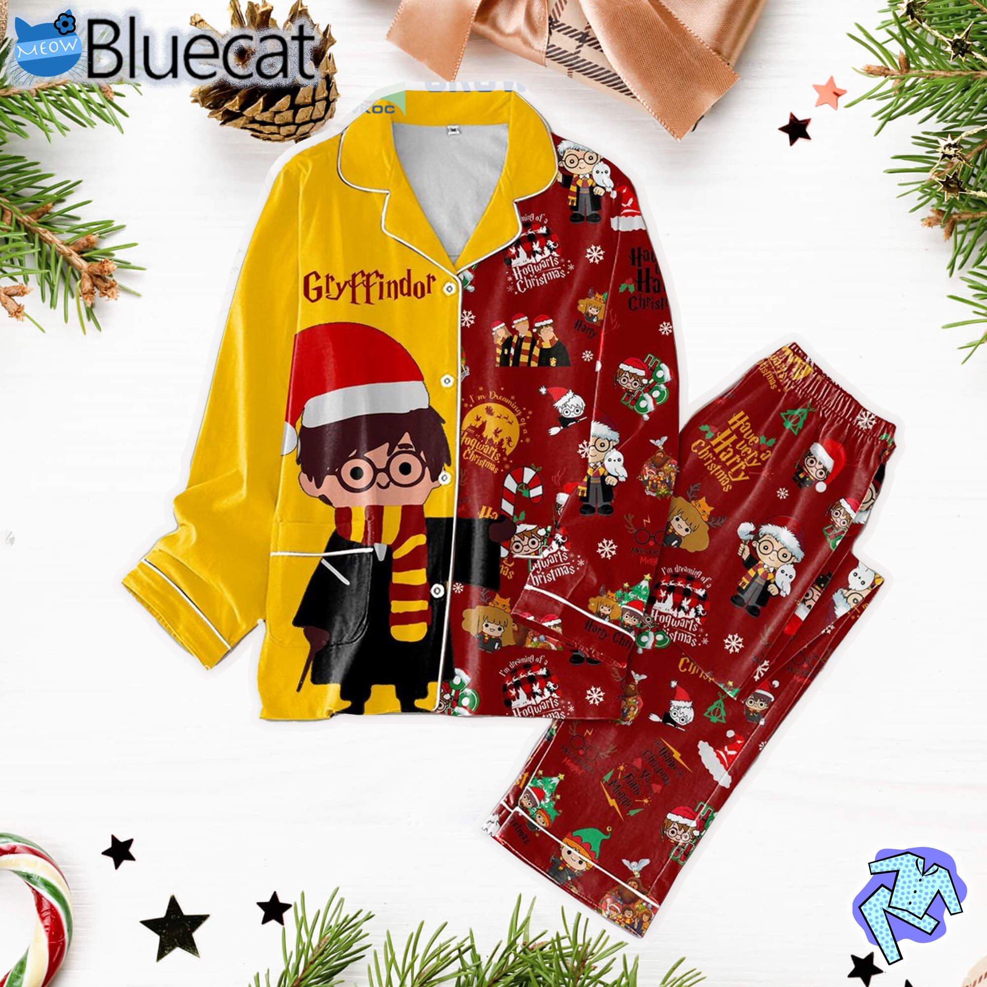 Harry Potter Gryffindor Have A Very Harry Christmas Pajamas Set 