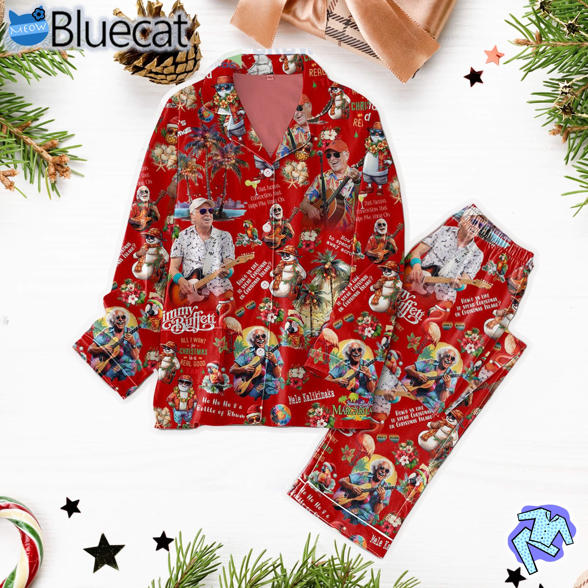 Jimmy Buffett All I Want For Christmas Is A Real Good Pajamas Set 
