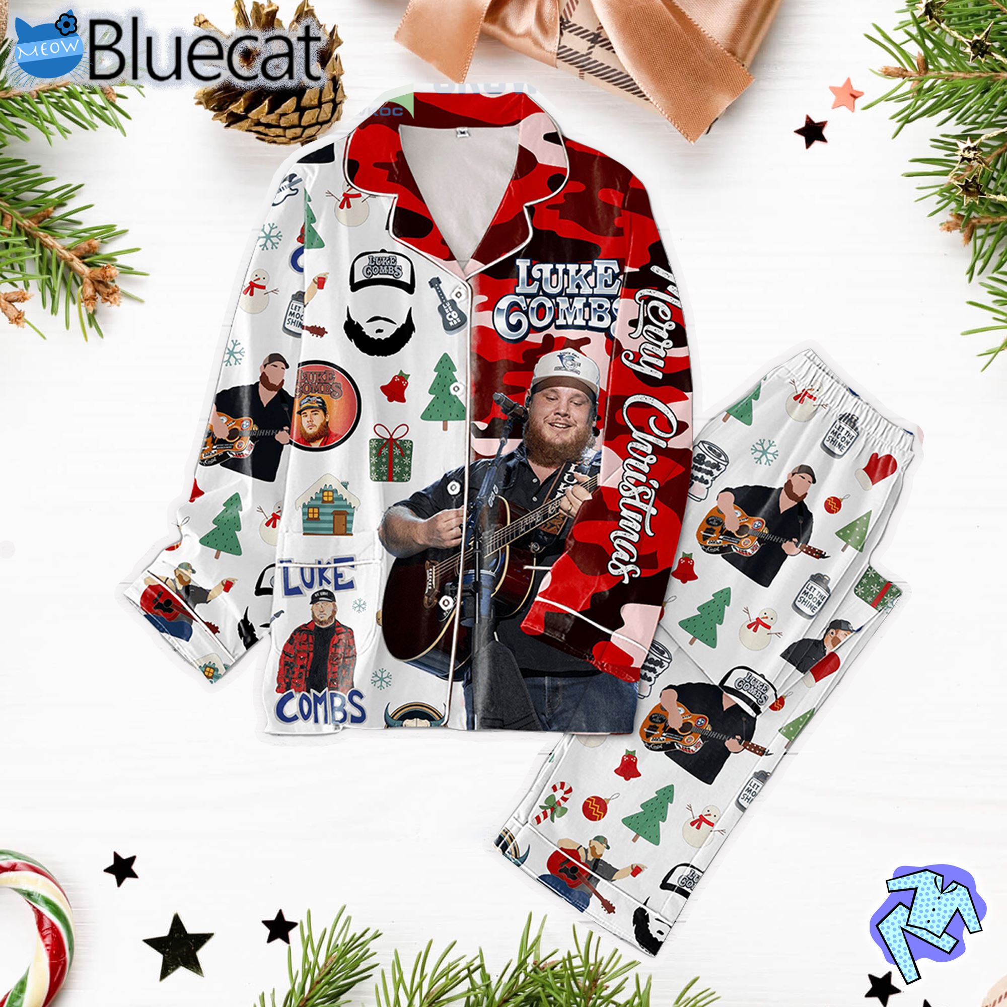 Luke Combs Merry Christmas Pajamas Set 