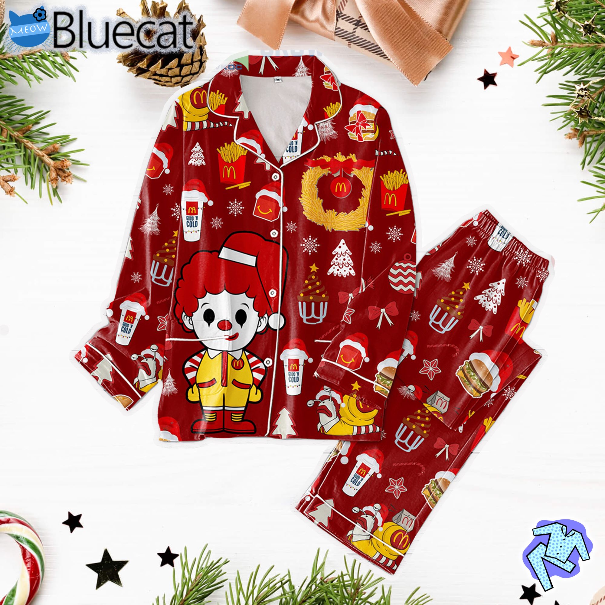 Merry Christmas Mcdonalds Pajamas Set 