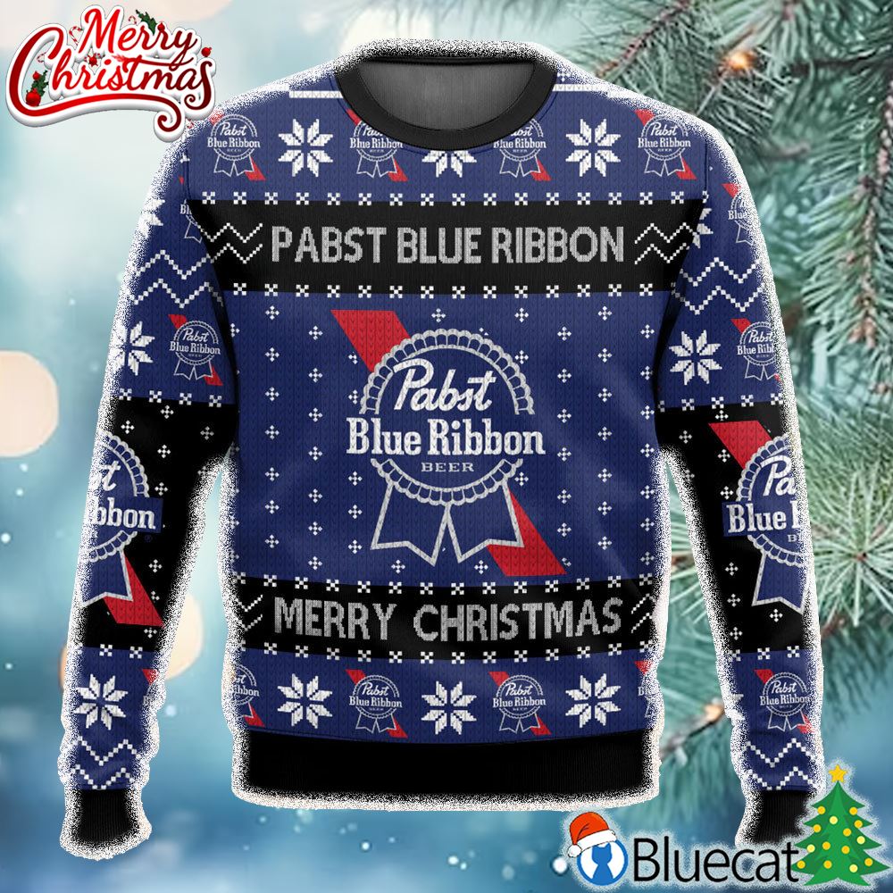 Pabst Blue Ribbon Funny Ugly Christmas Holiday Sweater 1 t shirt