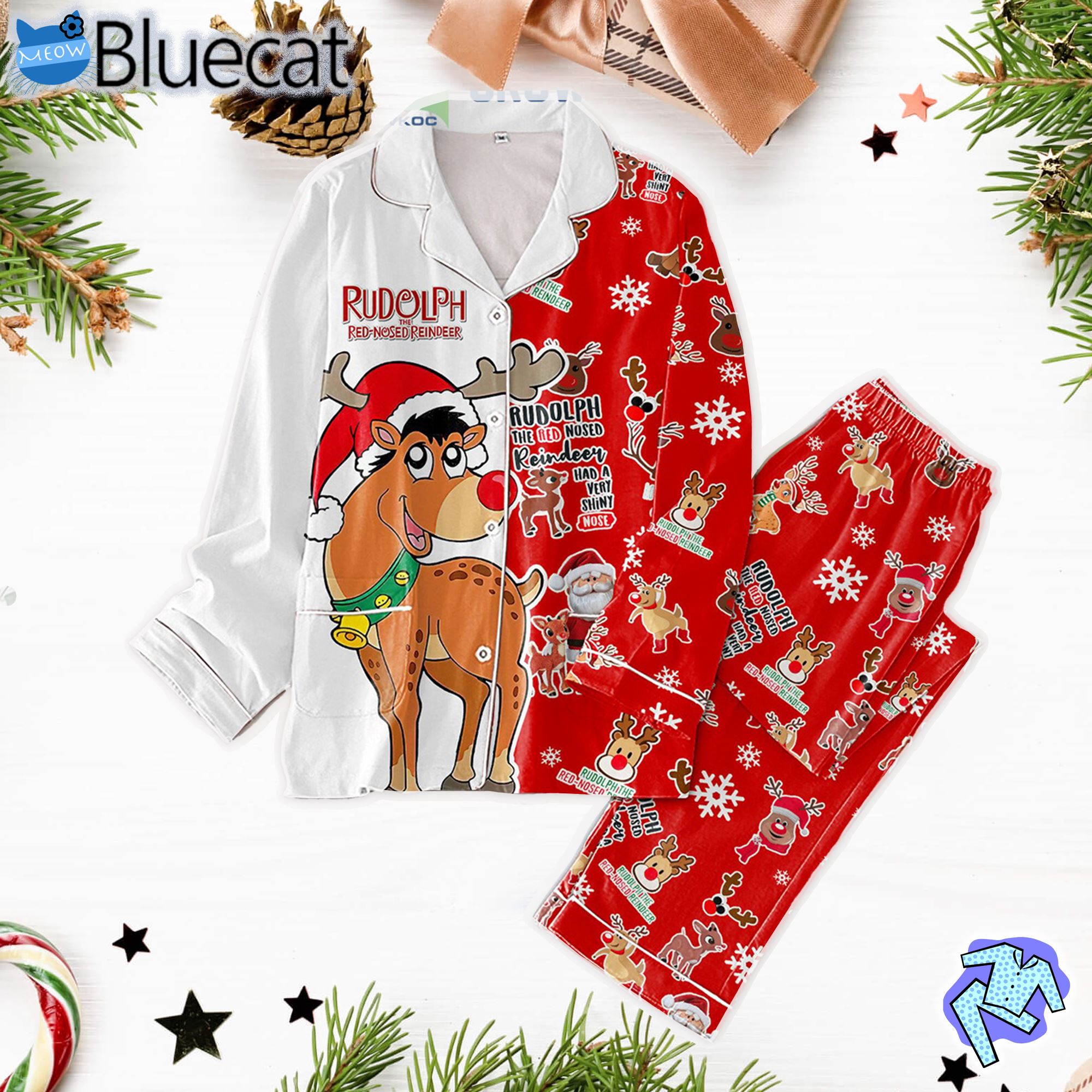 Rudolph The Red Nosed Reindeer Had A Very Shiny Nose Pajamas Set 