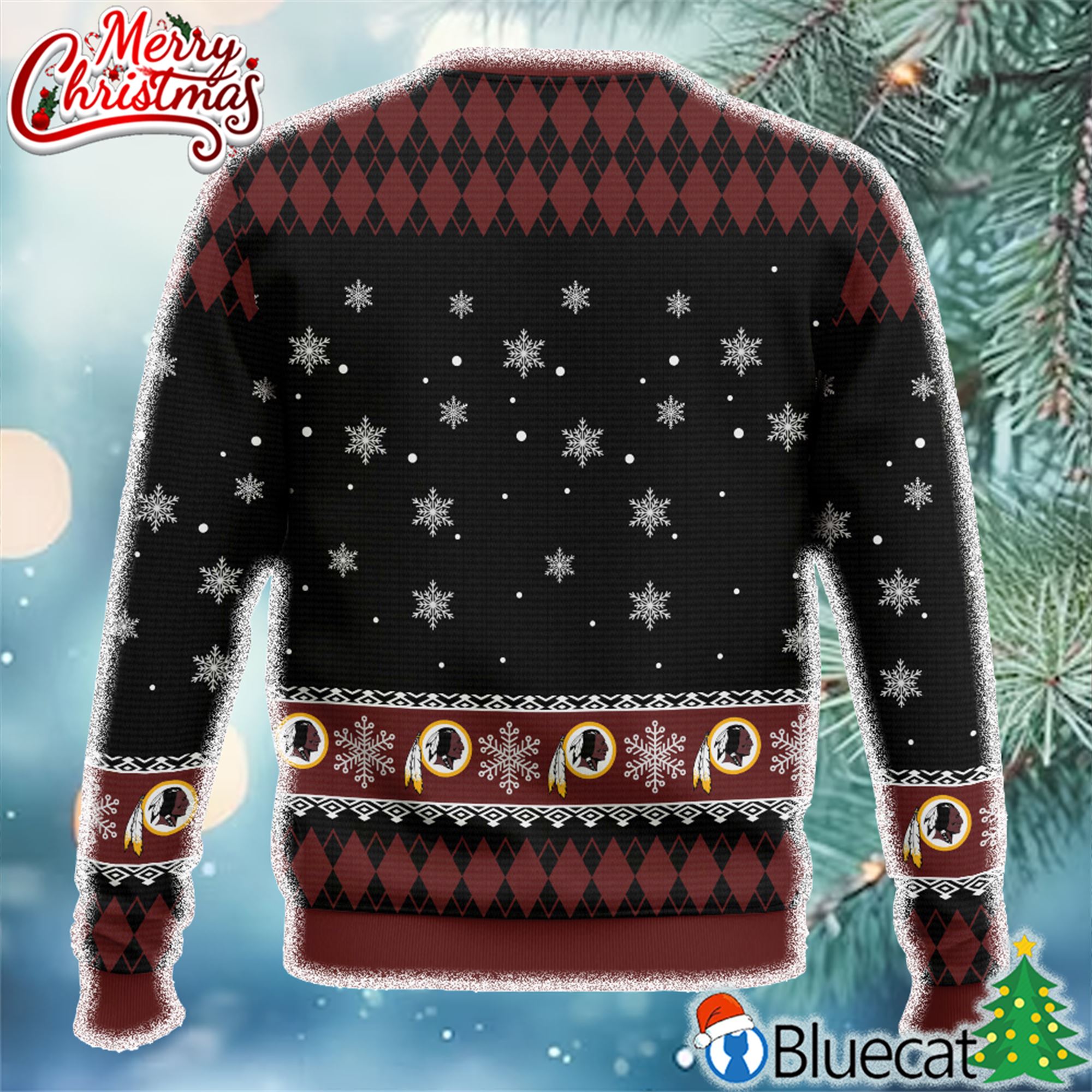 Washington Redskins Merry Kissmyass Christmas Ugly Sweater 3d 