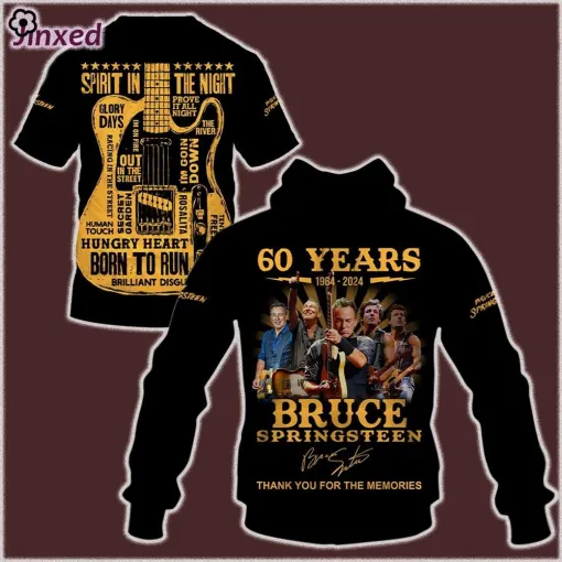 celebrating 60 years 1964 2024 of bruce springsteens singing career thank you for the memories hoodie 1