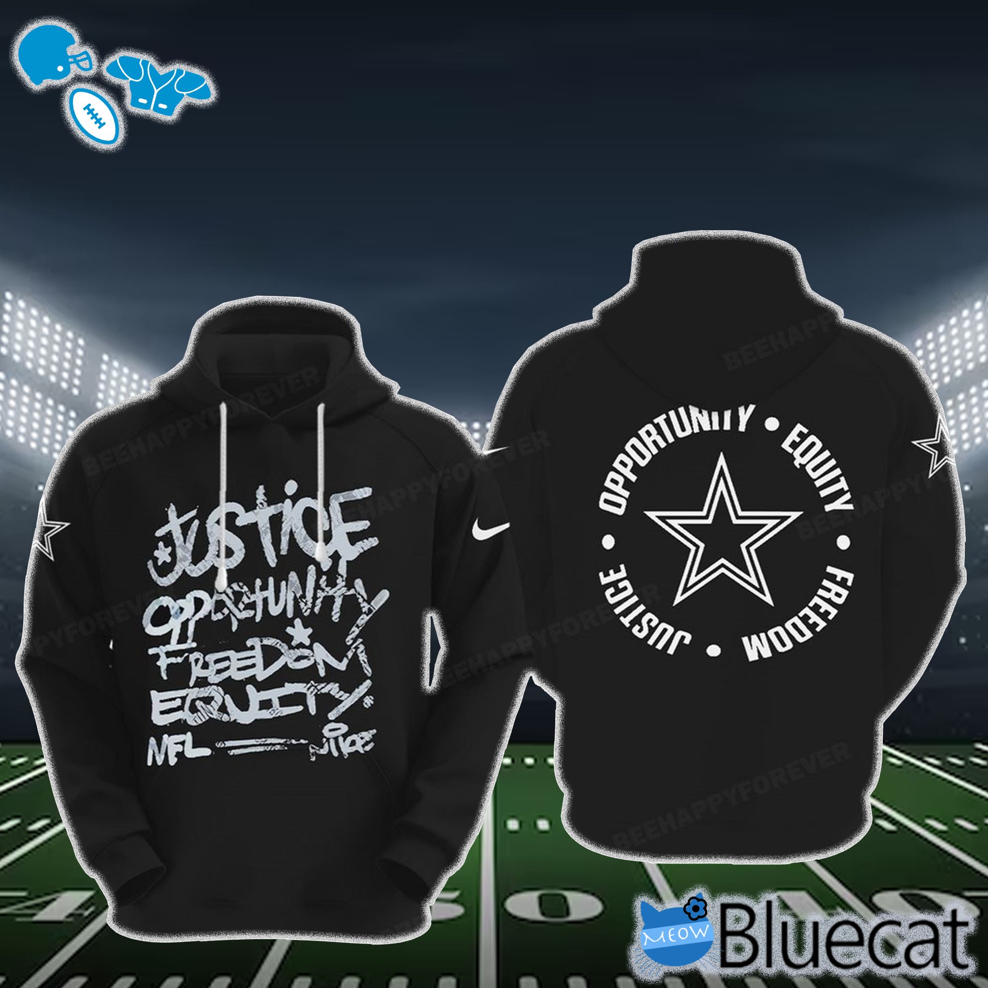 NFL Dallas Cowboys Justice Opportunity Equity Freedom Hoodie 1 t shirt