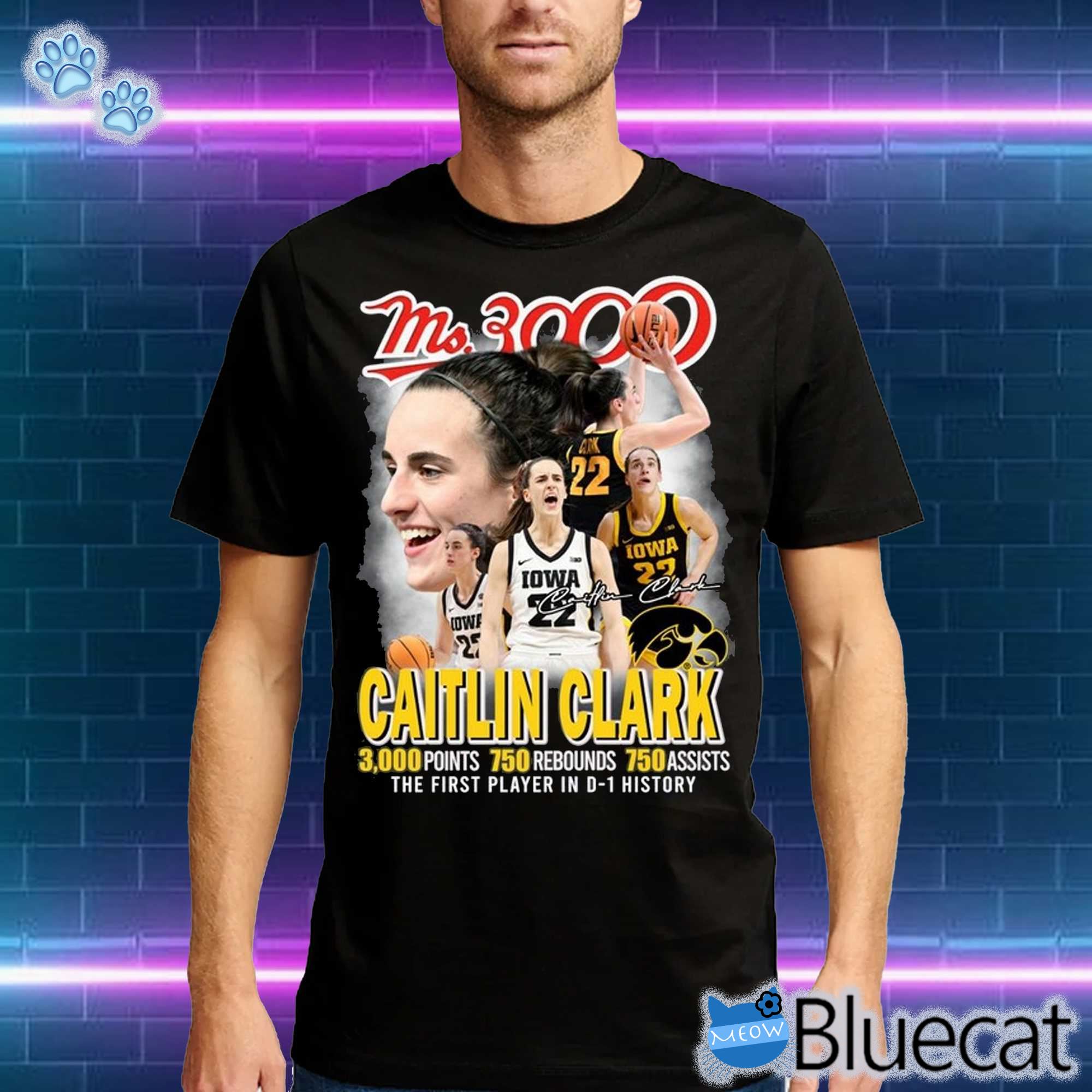 official ms3000 caitlin clark iowa hawkeyes the first player in d 1 history shirt 1 1