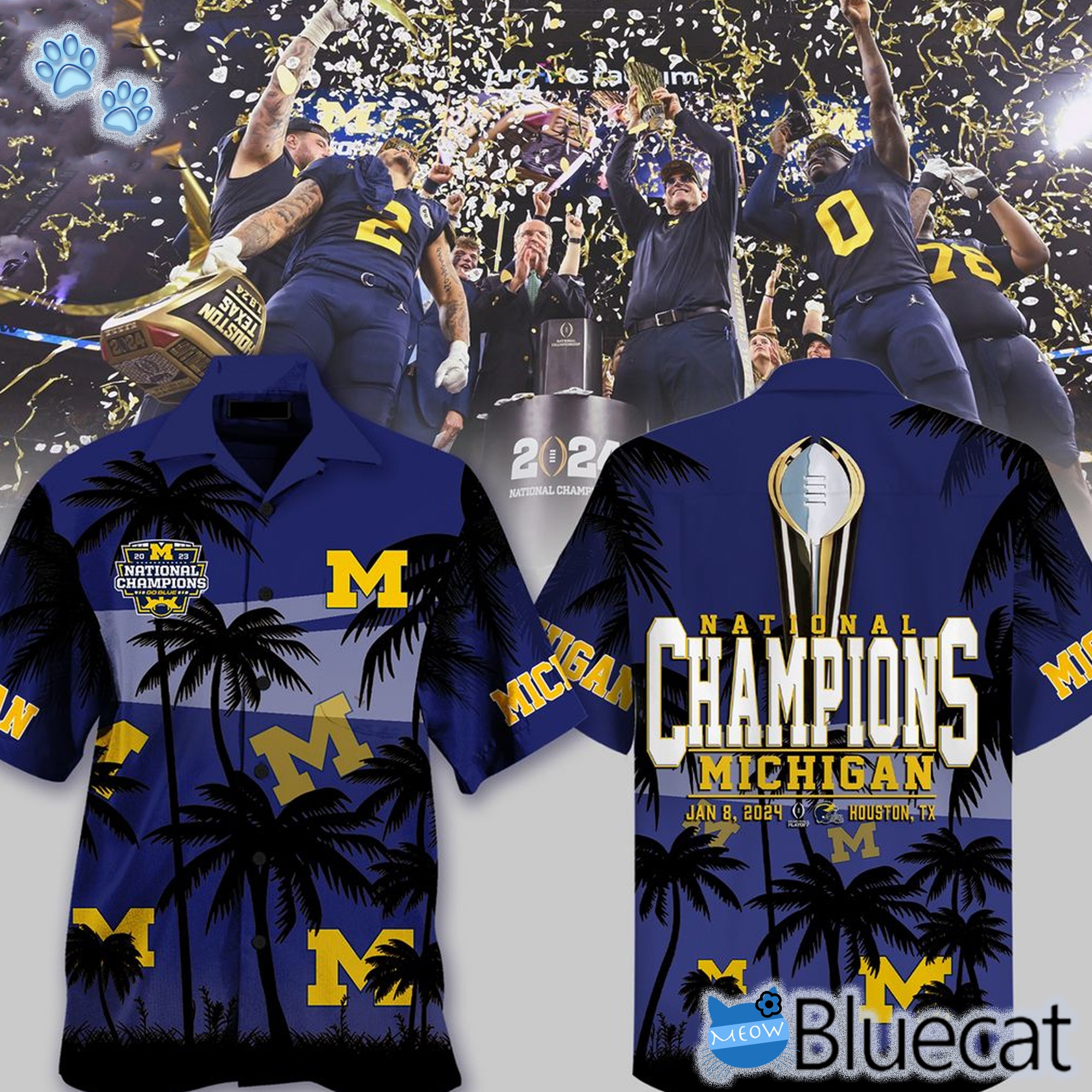 National Champions Michigan Wolverines Jan 8 2024 Houston Tx Hawaiian Shirt