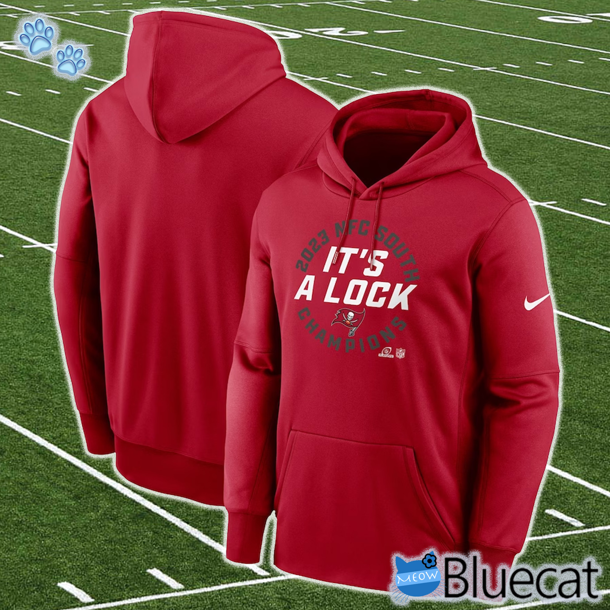 official tampa bay buccaneers nike red 2023 nfc south division champions locker room trophy collection pullover hoodie 1 1