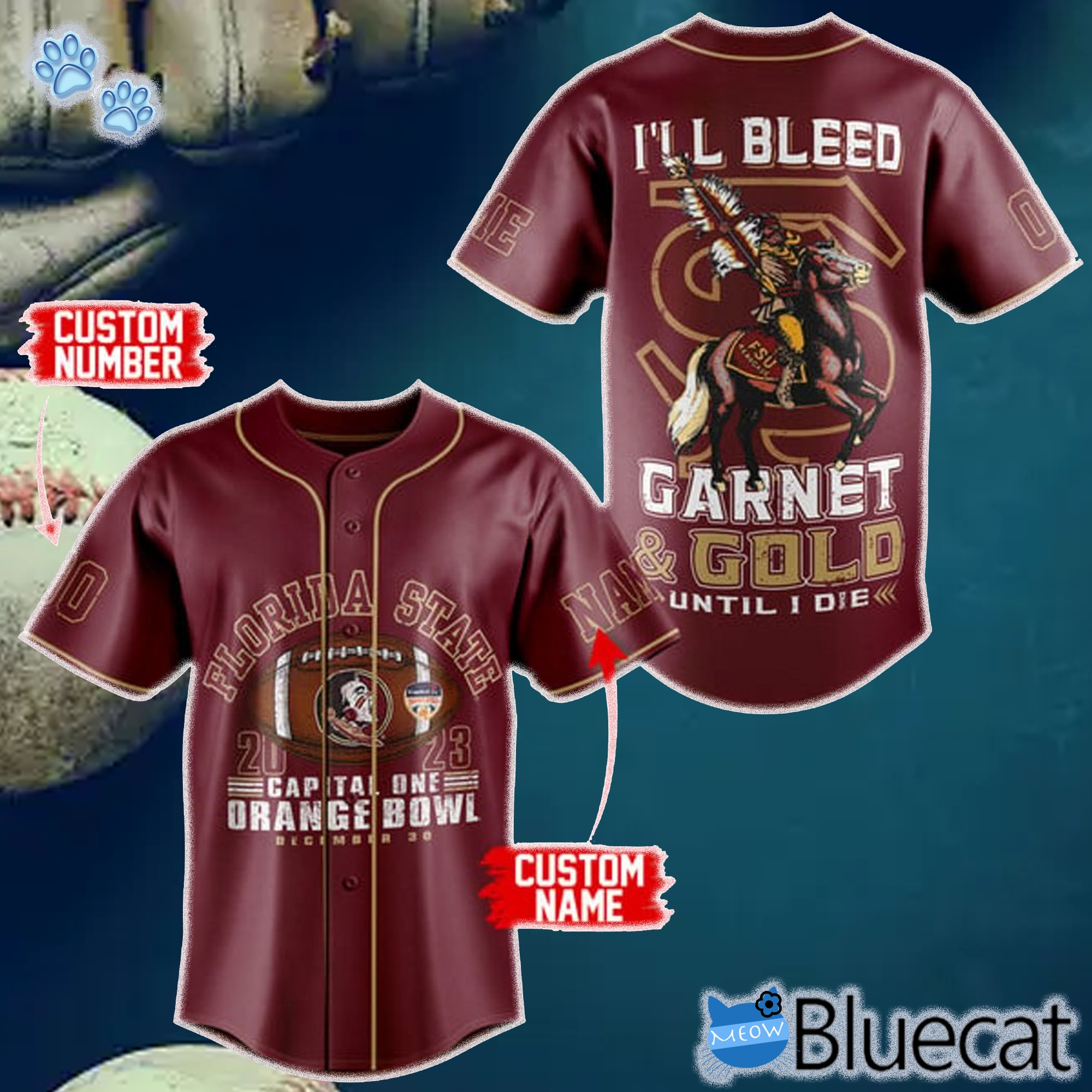 personalized florida state 2023 capital one orange bowl december 30 ill bleed garnet gold until i die baseball jersey 1 1