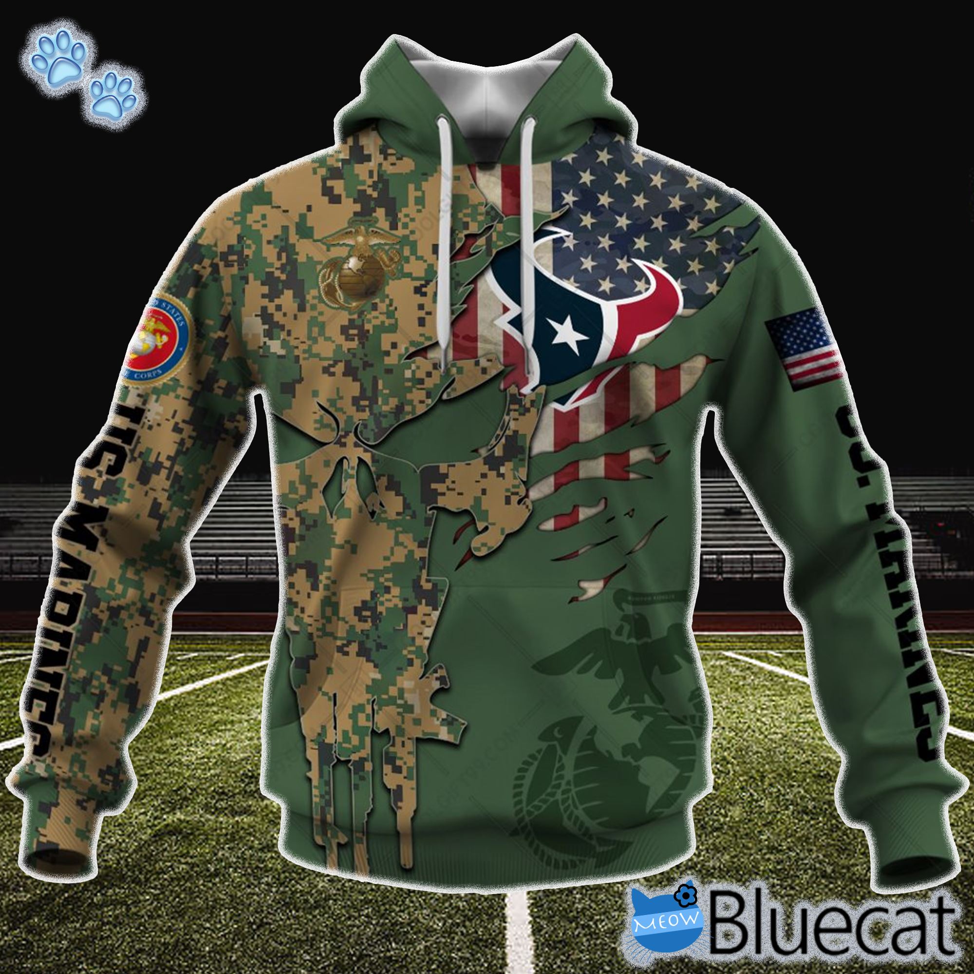 Personalized NFL Houston Texans Marine Camo Hoodie 1 t shirt