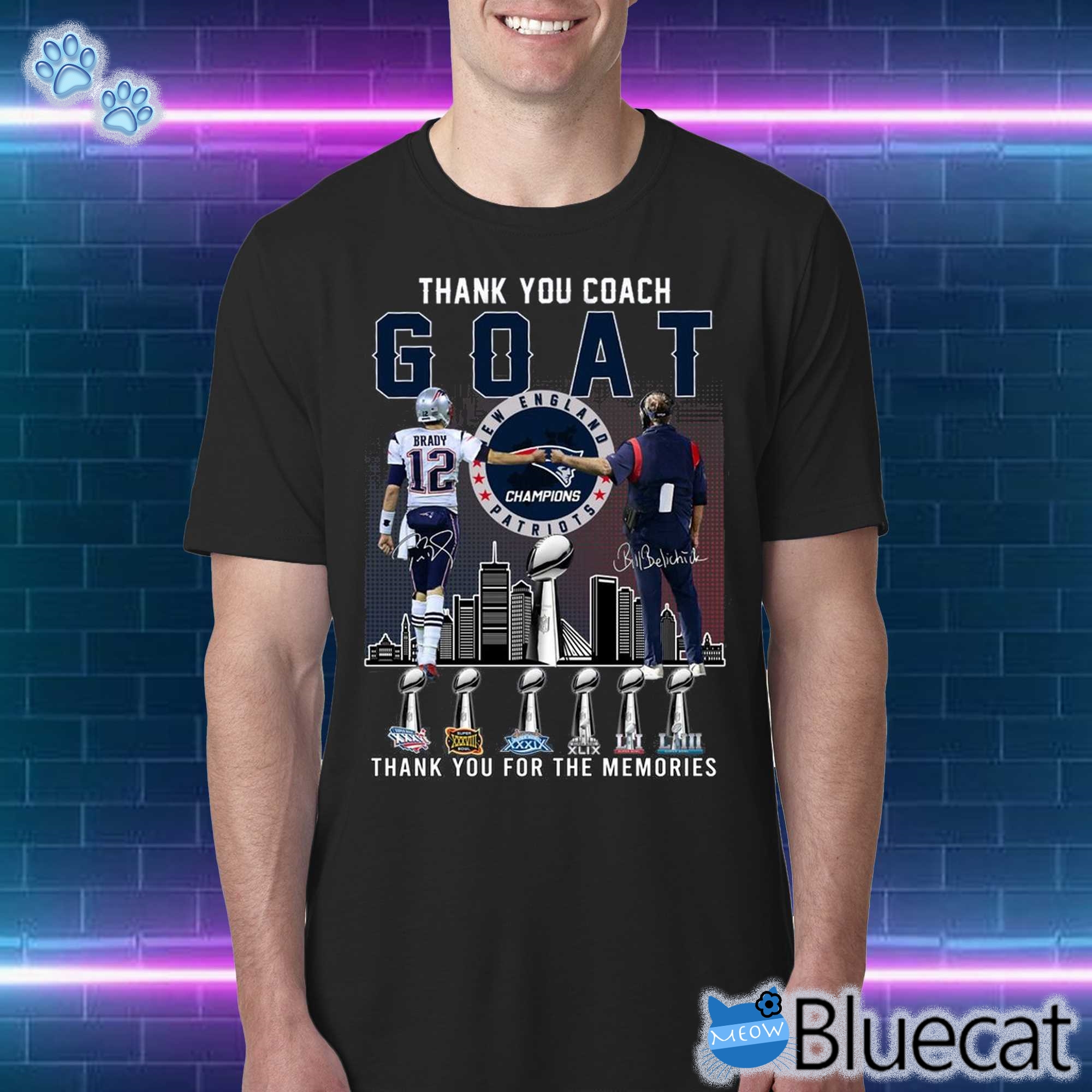 thank you goat bill belichick and brady new england patriots champions thank you for the memories t shirt sweatshirt 1 1