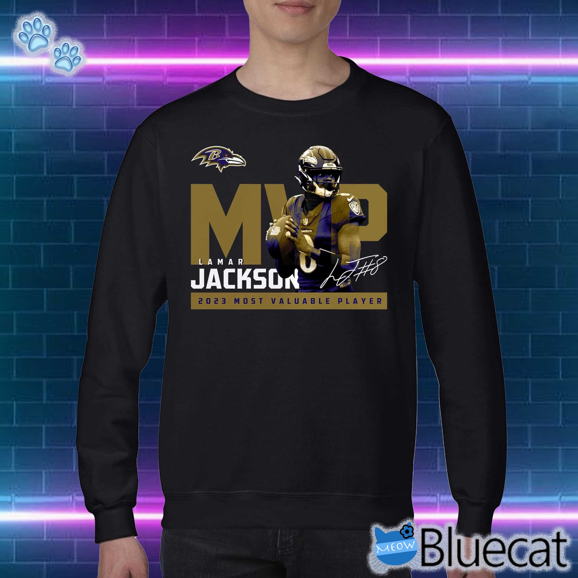 Fanatics Branded Lamar Jackson Baltimore Ravens Black 2023 Nfl Mvp T-shirt Sweatshirt 