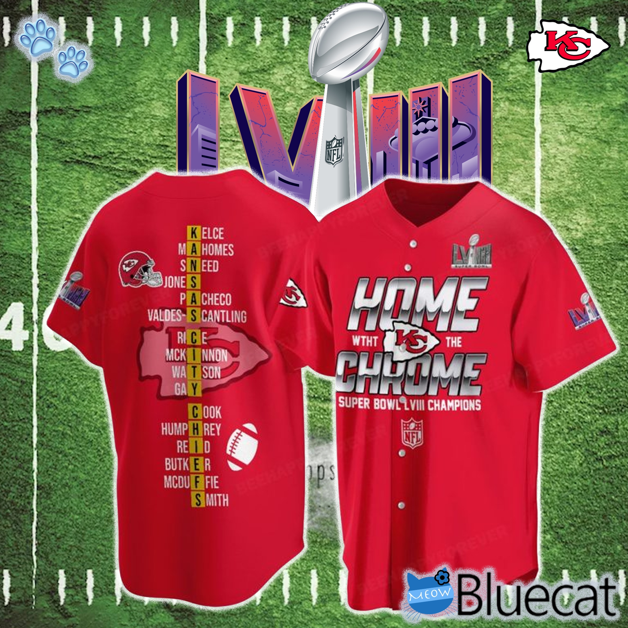 home with the chrome super bowl lviii champions kansas city chiefs red baseball 3d jersey 1 1