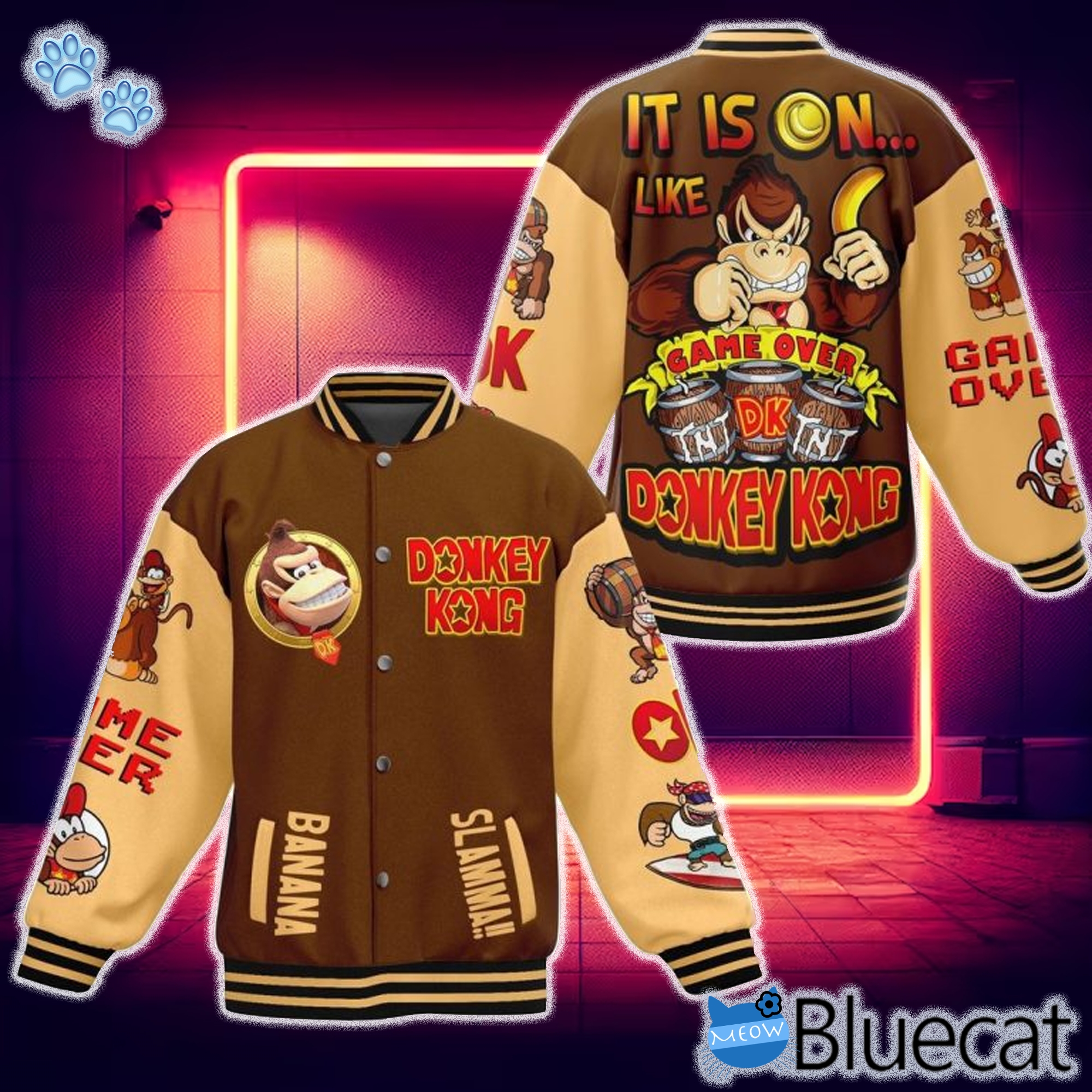 It Is On Like Game Over Donkey Kong Baseball Jacket 1 Tshirt