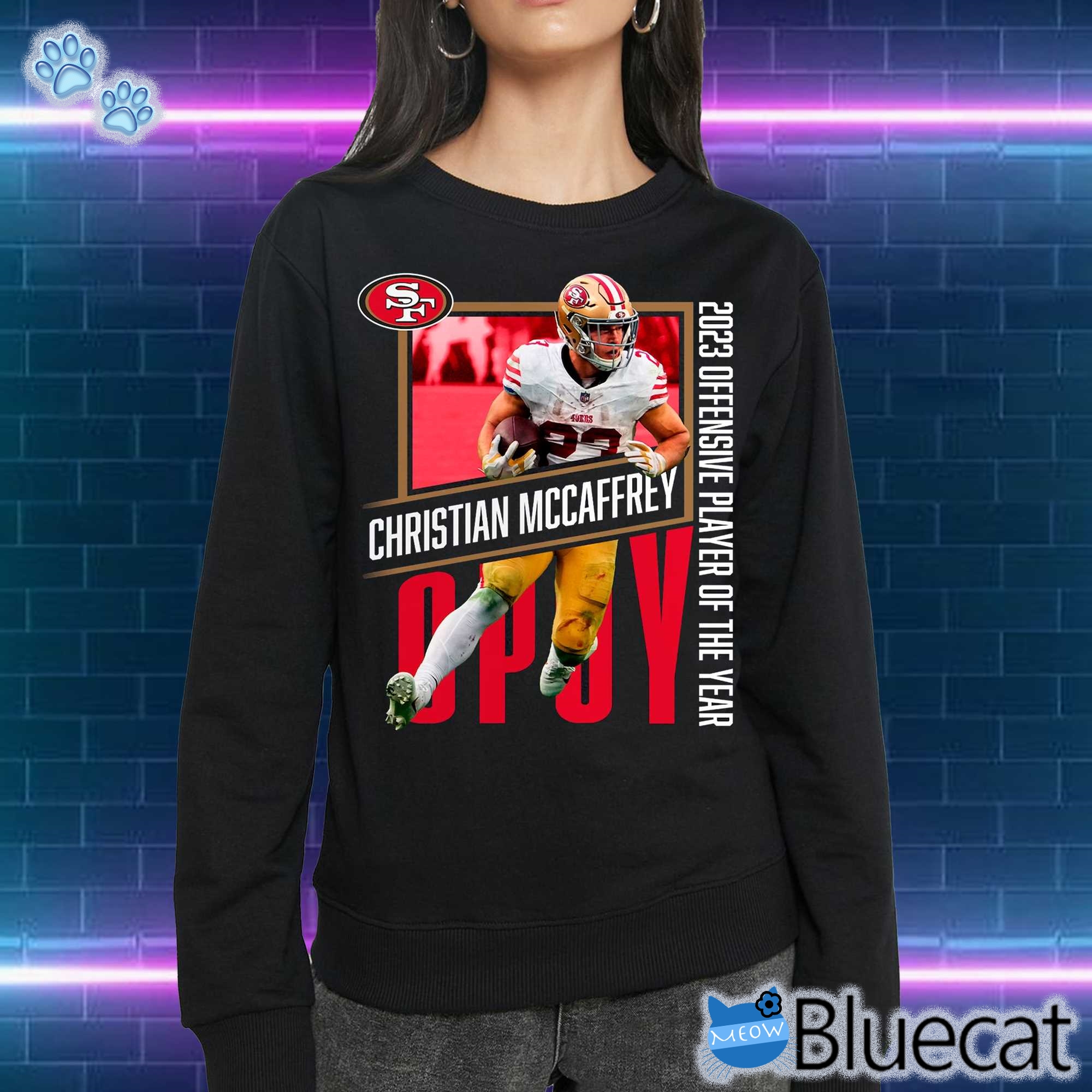 Official Fanatics Branded Christian Mccaffrey San Francisco 49ers Black 2023 Nfl Offensive Player Of The Year T-shirt Sweatshirt 