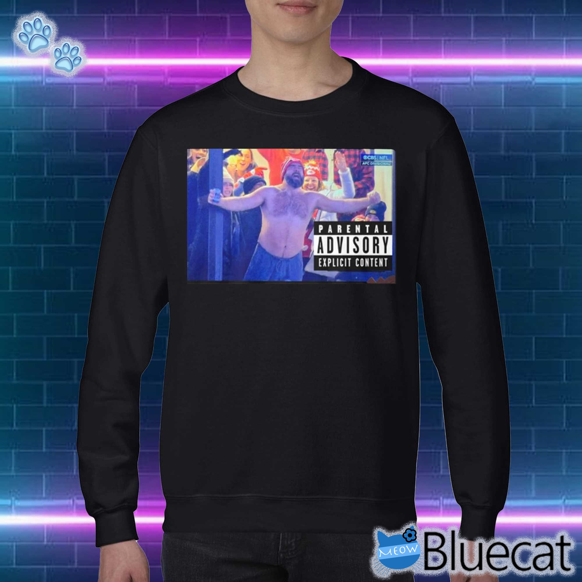 Official Travis Kelce Rips Off Shirt Parental Advisory Explicit Content T-shirt Sweatshirt 
