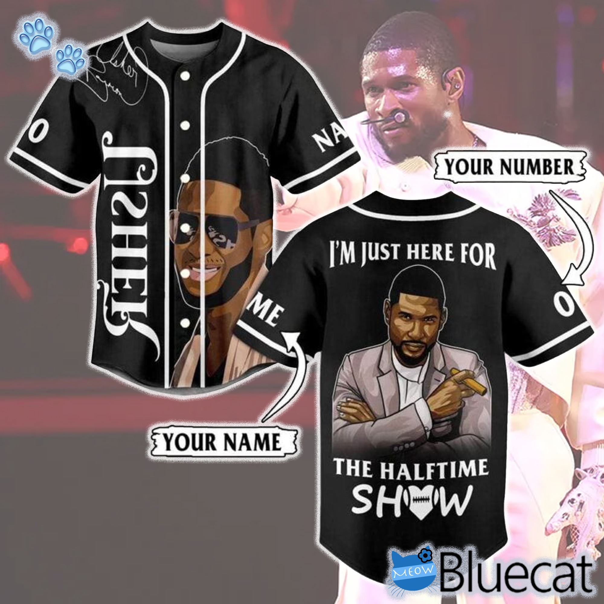 usher super bowl lviii i just here for the halftime show 2024 baseball jersey 1 1