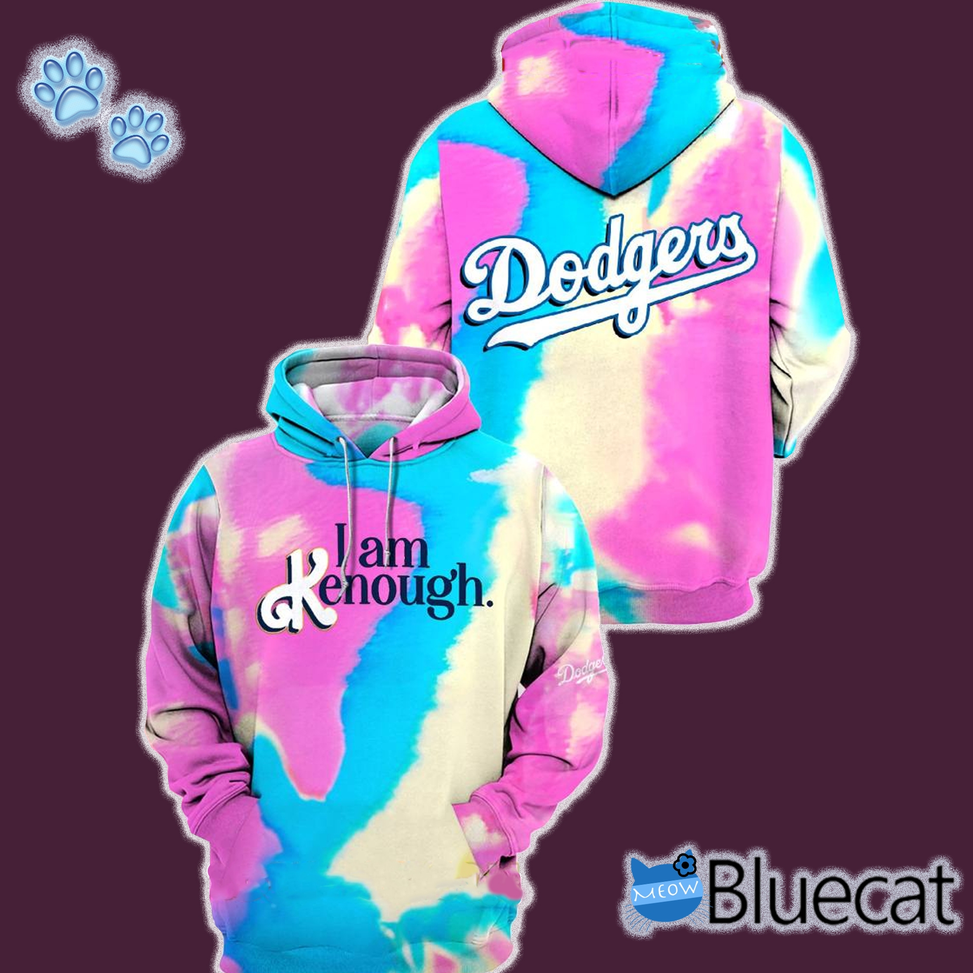 I Am Kenough Los Angeles Dodgers Kiké Hernández Tie dye 3D Hoodie Tshirt