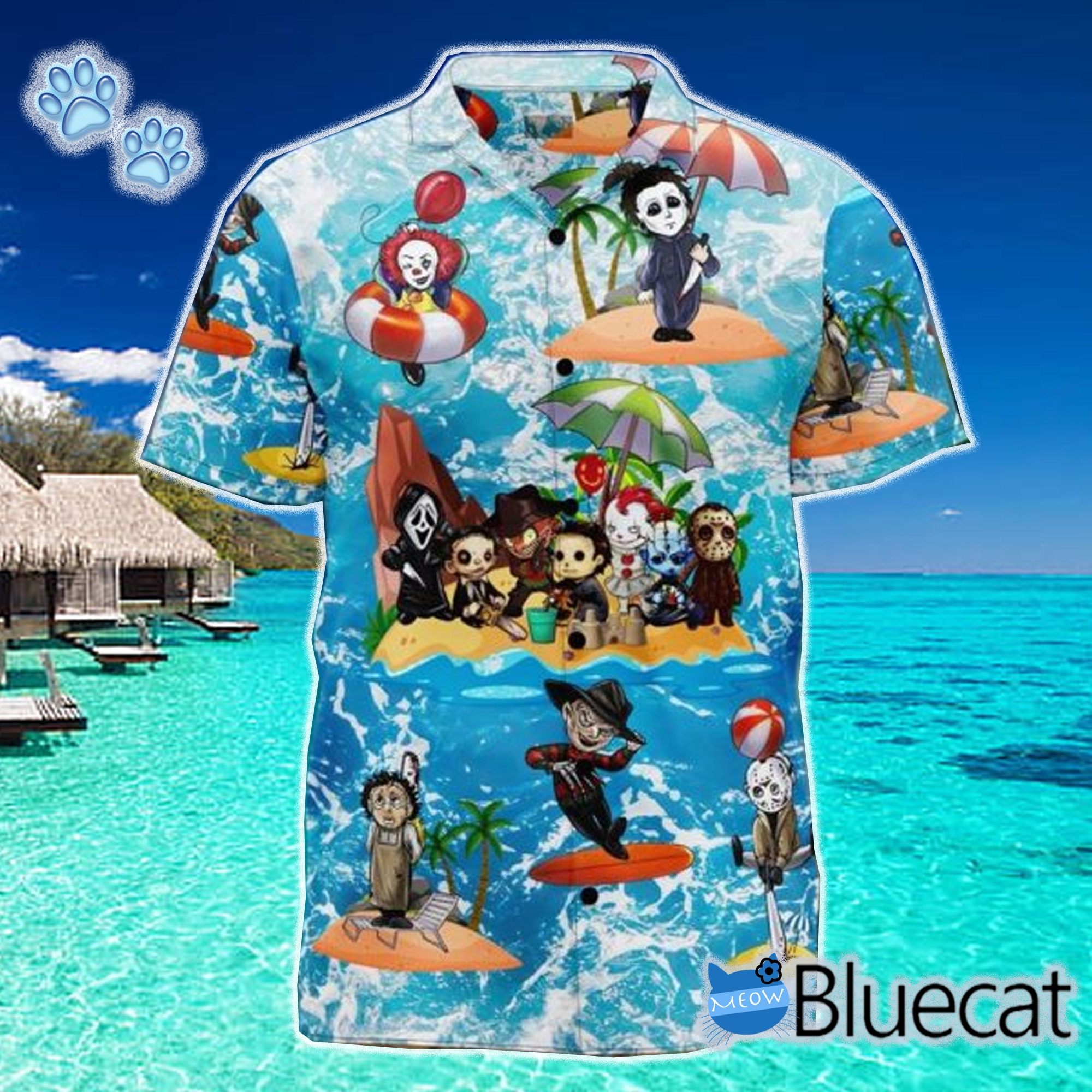 Horror Movie Icons Enjoying Summer 3D Unisex Hawaiian Shirt Tee