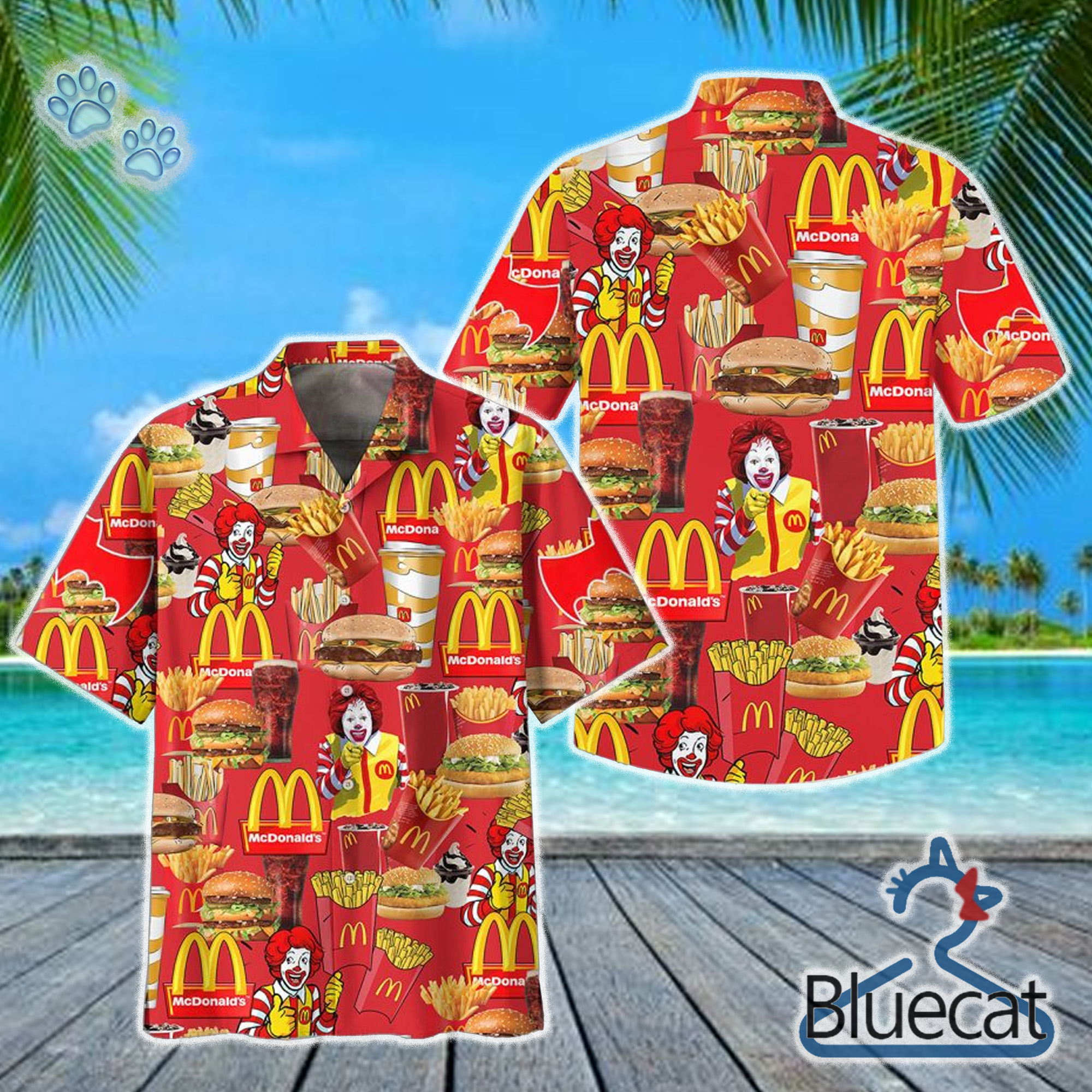 mcdonald fast food clown 3d unisex hawaiian shirts 1