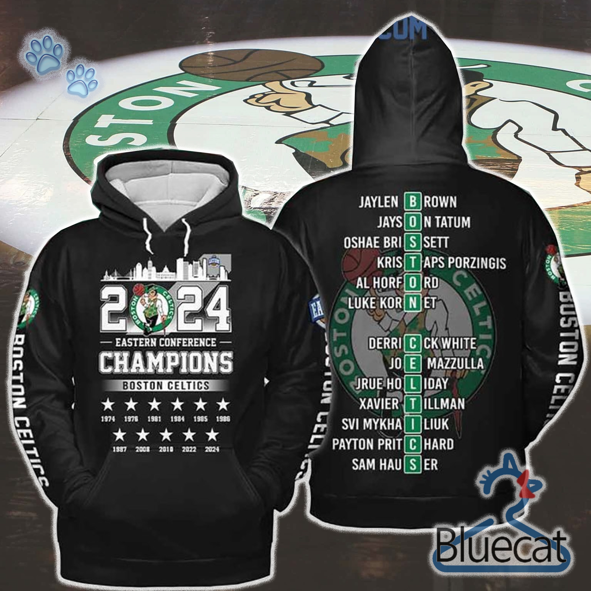 nba 2024 eastern conference champions boston celtics 3d hoodie t shirt black for big fans 1 2