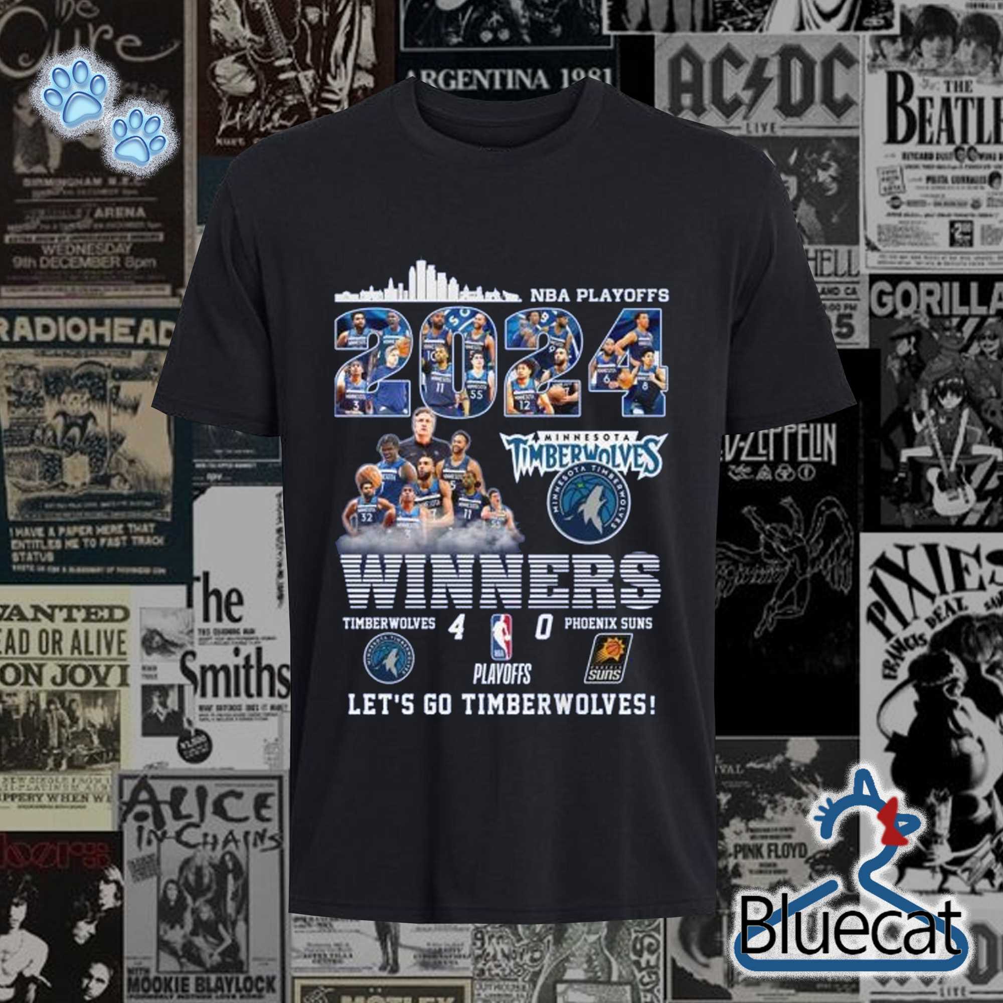 nba playoffs 2024 winners timberwolves 4 0 phoenix suns lets go timberwolves t shirt 1