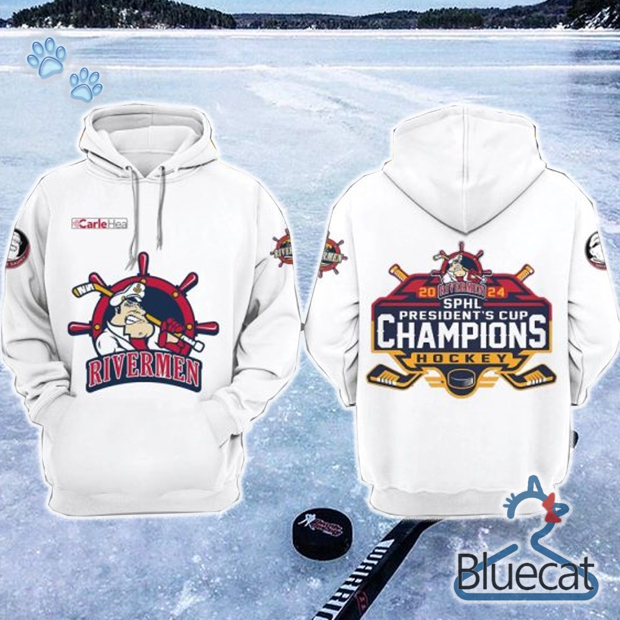 peoria rivermen 2024 sphl presidentt cup champions hockey 3d hoodie longpants white 1 1