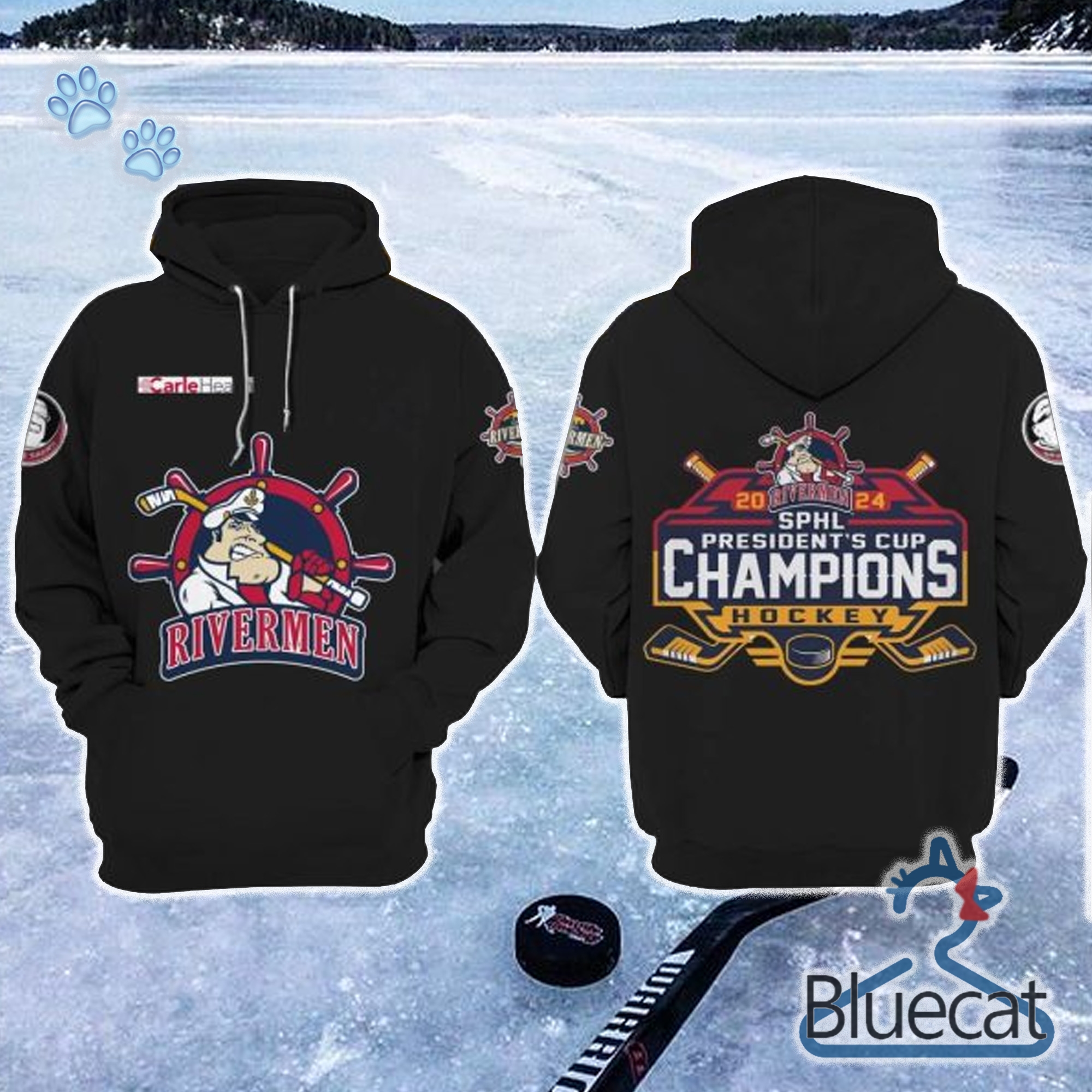 peoria rivermen 2024 sphl presidentt cup champions hockey 3d unisex hoodie longpants black 1 1