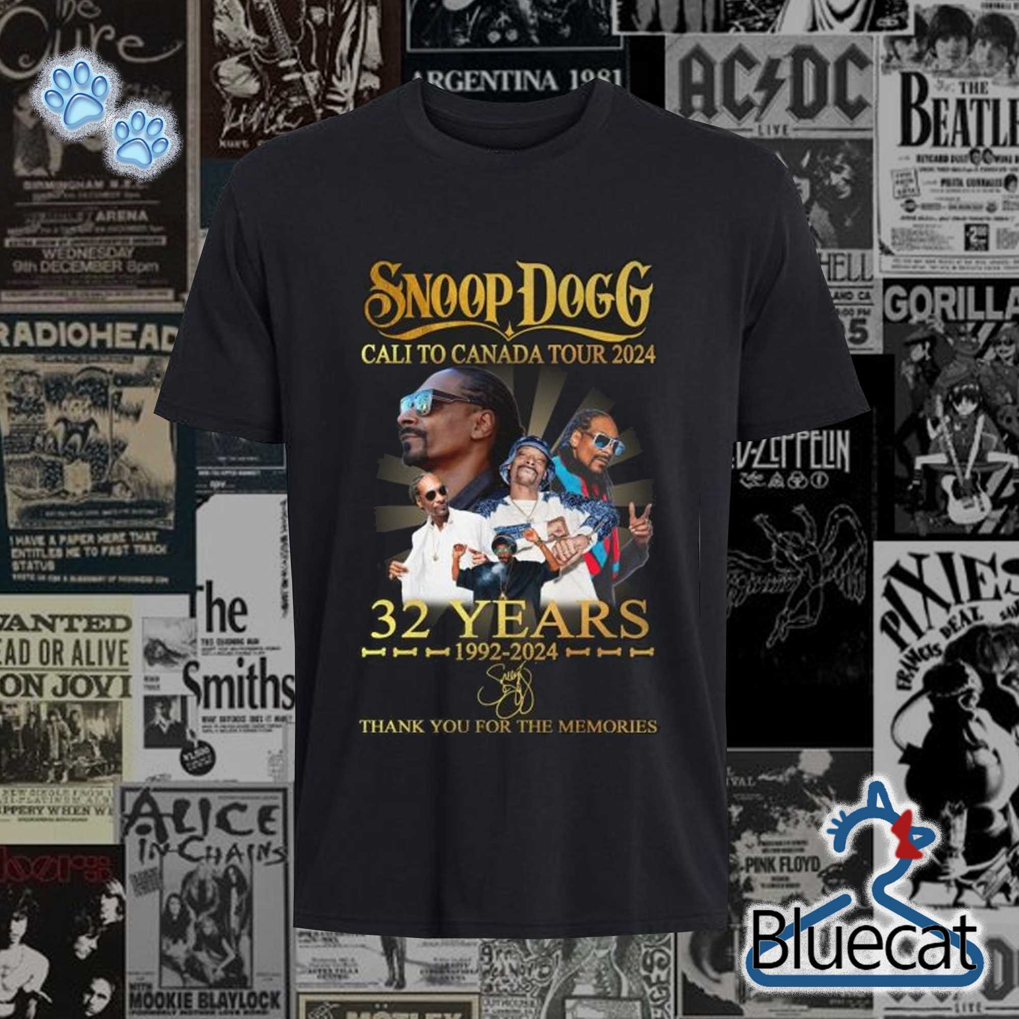 snoop dogg cali to canada tour 2024 32 years 1992 2024 thank you for the memories t shirt 1 1