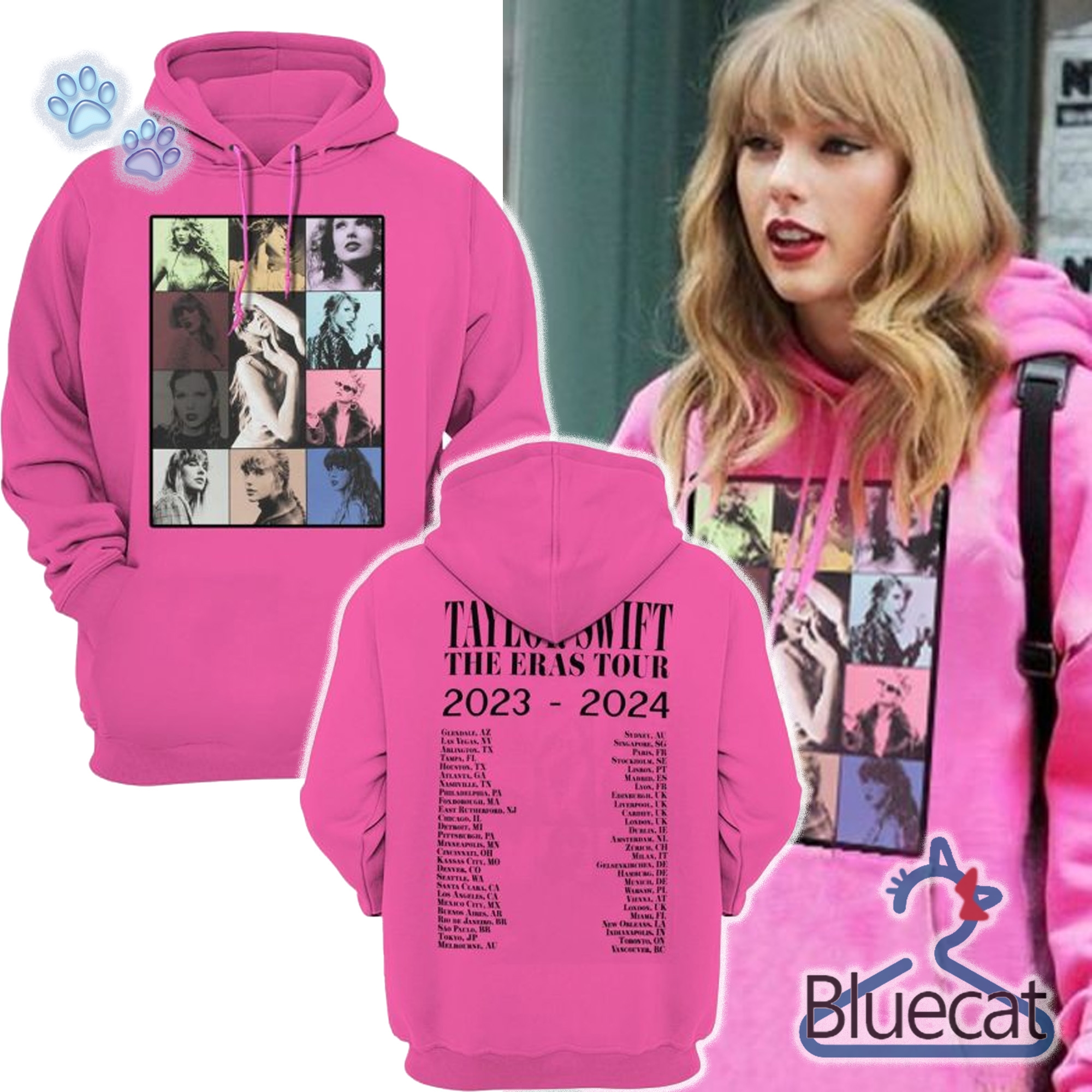 Taylor Swift The Eras Tour 2023 2024 Pink Unisex Hoodie, Longpants 1 Tshirt