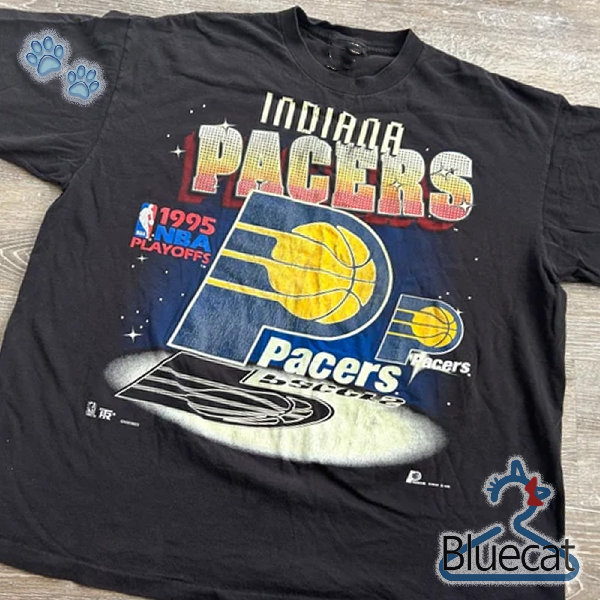 vintage 90s indiana pacers t shirt single stitch basketball 1995 playoffs 1