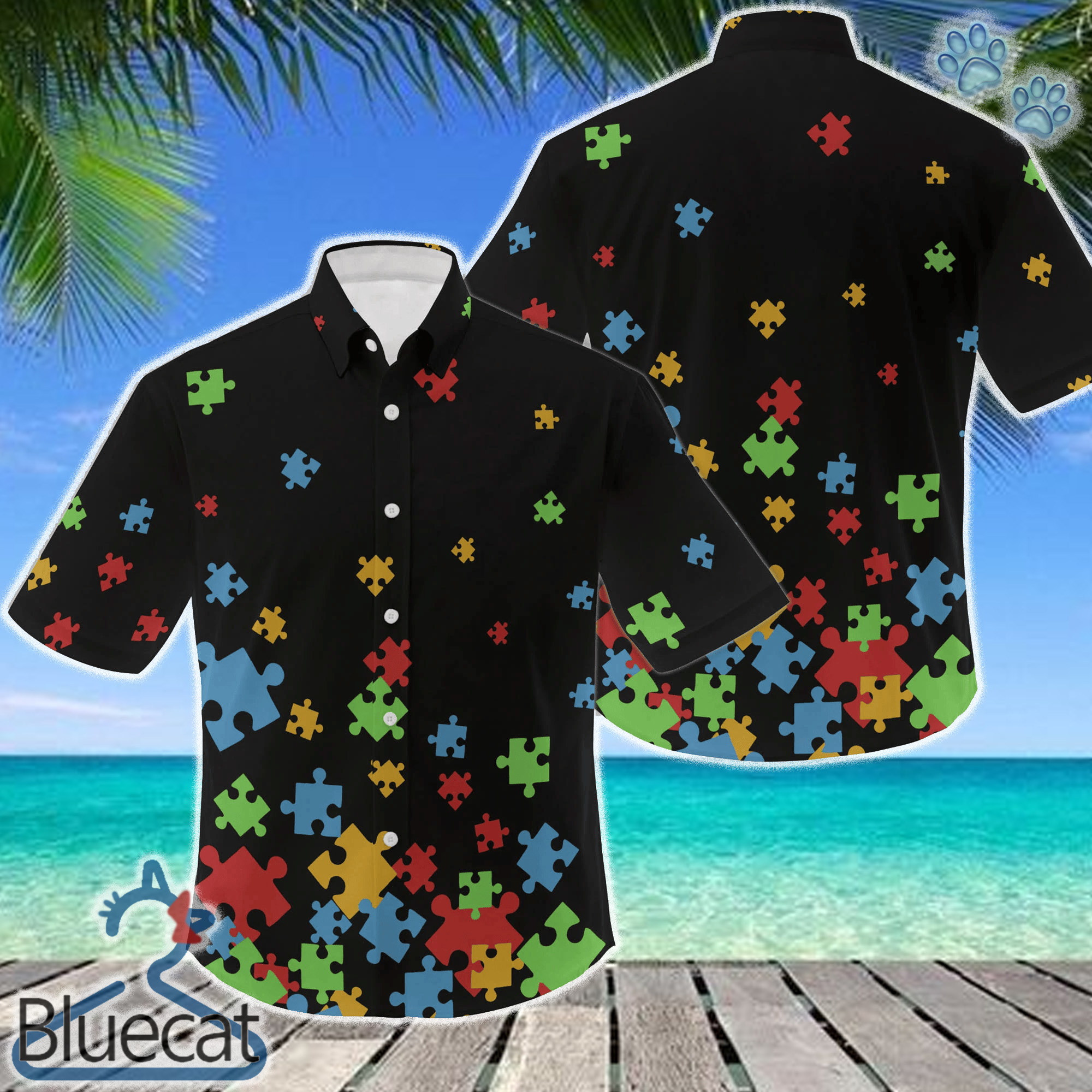 we wear blue autism awareness day 3d hawaiian shirt 1