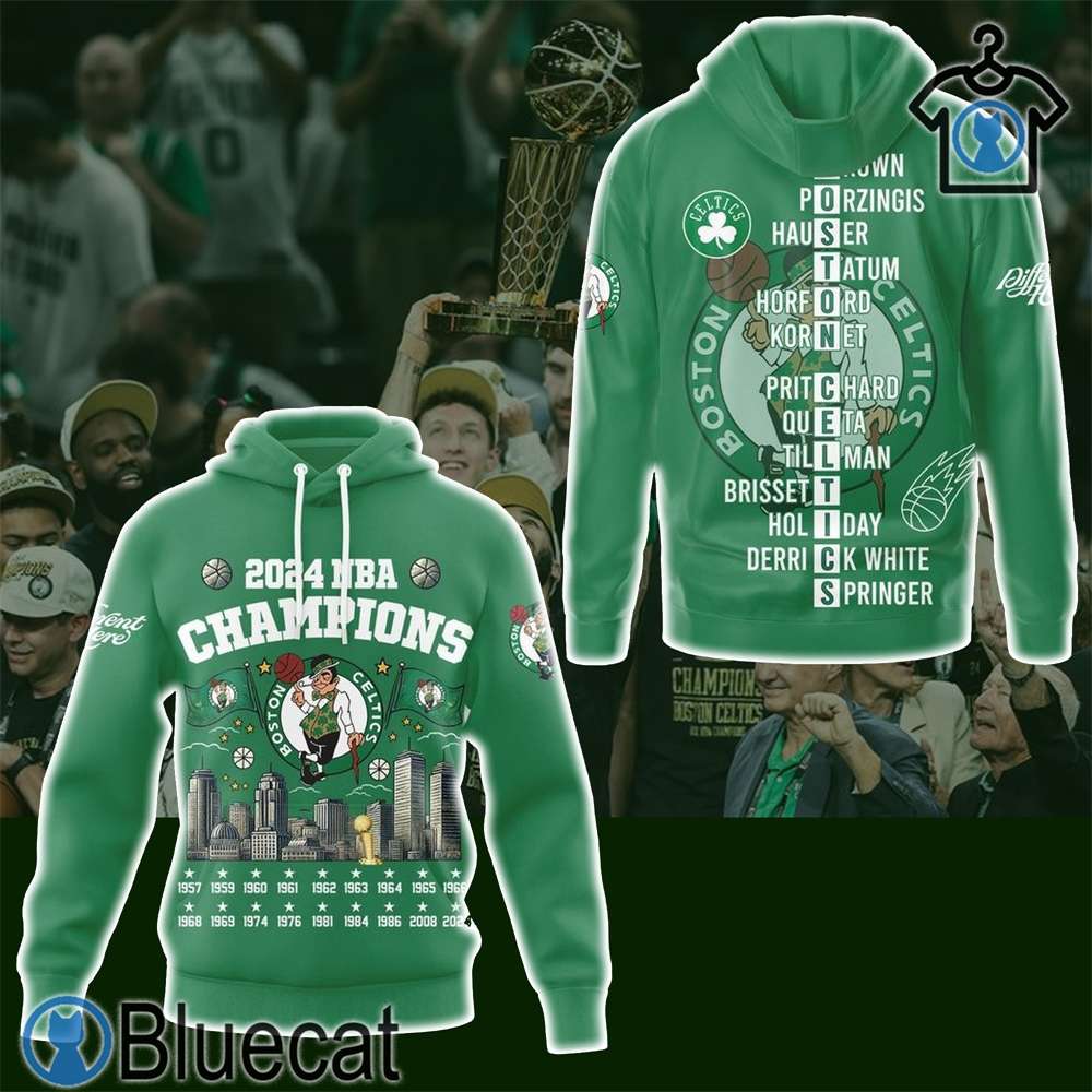 2024 nba champions boston celtics different here 3d t shirt sweatshirt hoodie green for big fans 1 1