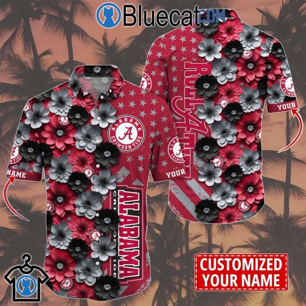 alabama crimson tide summer flower love fan personalized hawaiian shirt 1