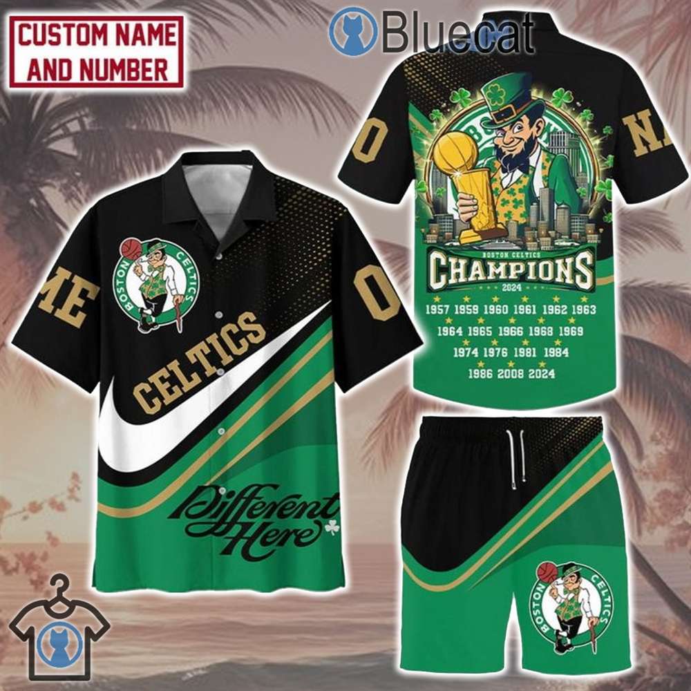 boston celtics different here champions 2024 3d hawaiian shirt for fans 1