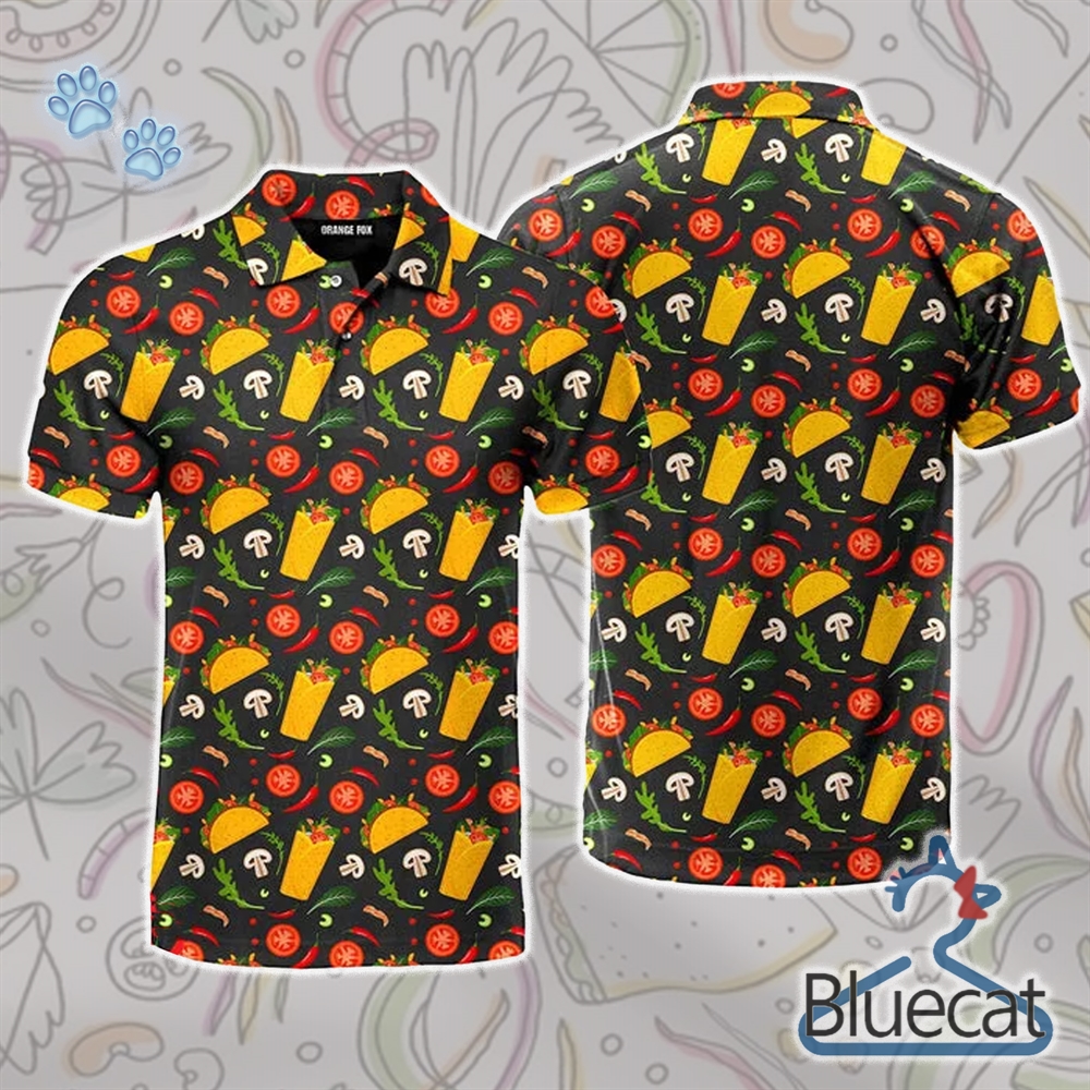 Burrito And Taco Pattern 3D Polo Shirt Tshirt