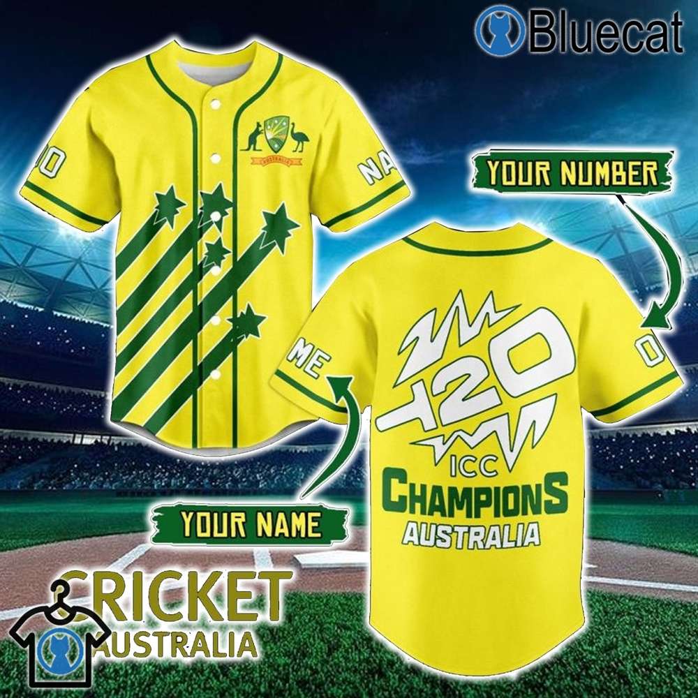 cricket australia t20 icc champions custom 3d baseball jersey 2