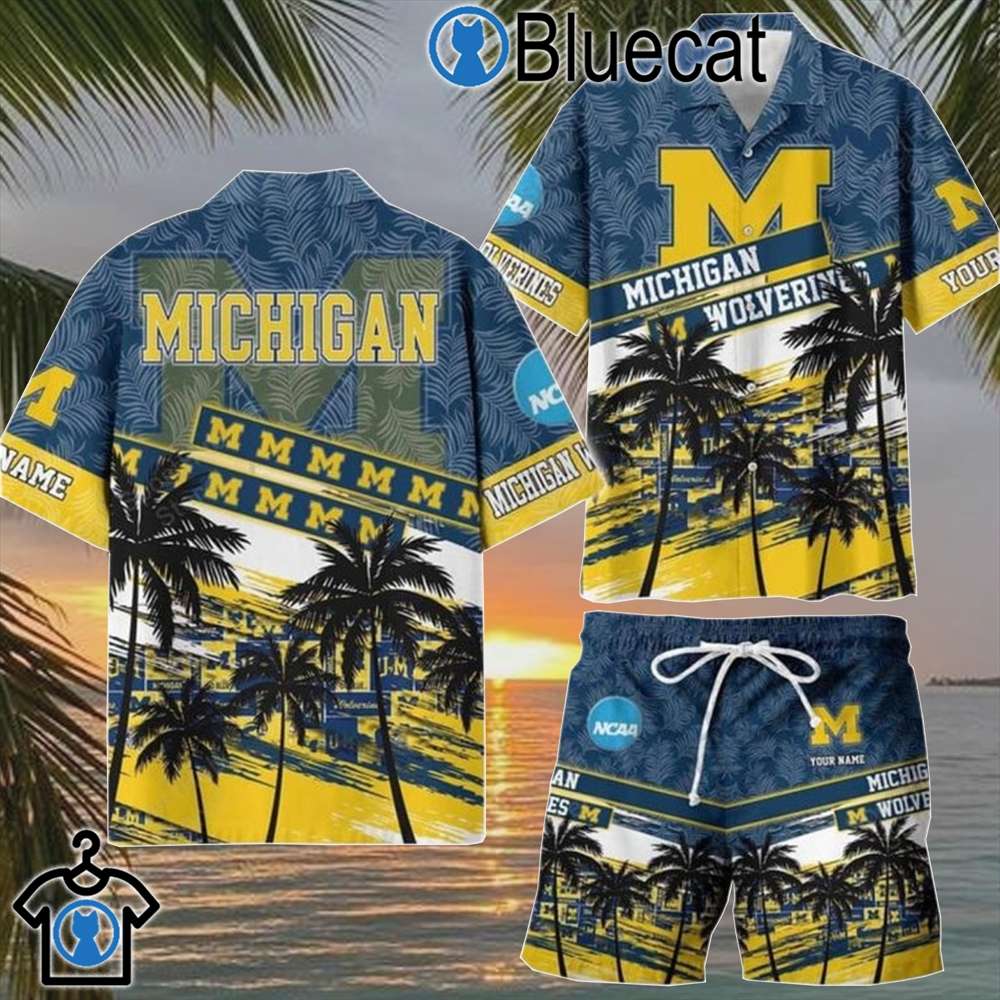 michigan wolverines coconut tree summer lover personalized hawaiian shirt 1