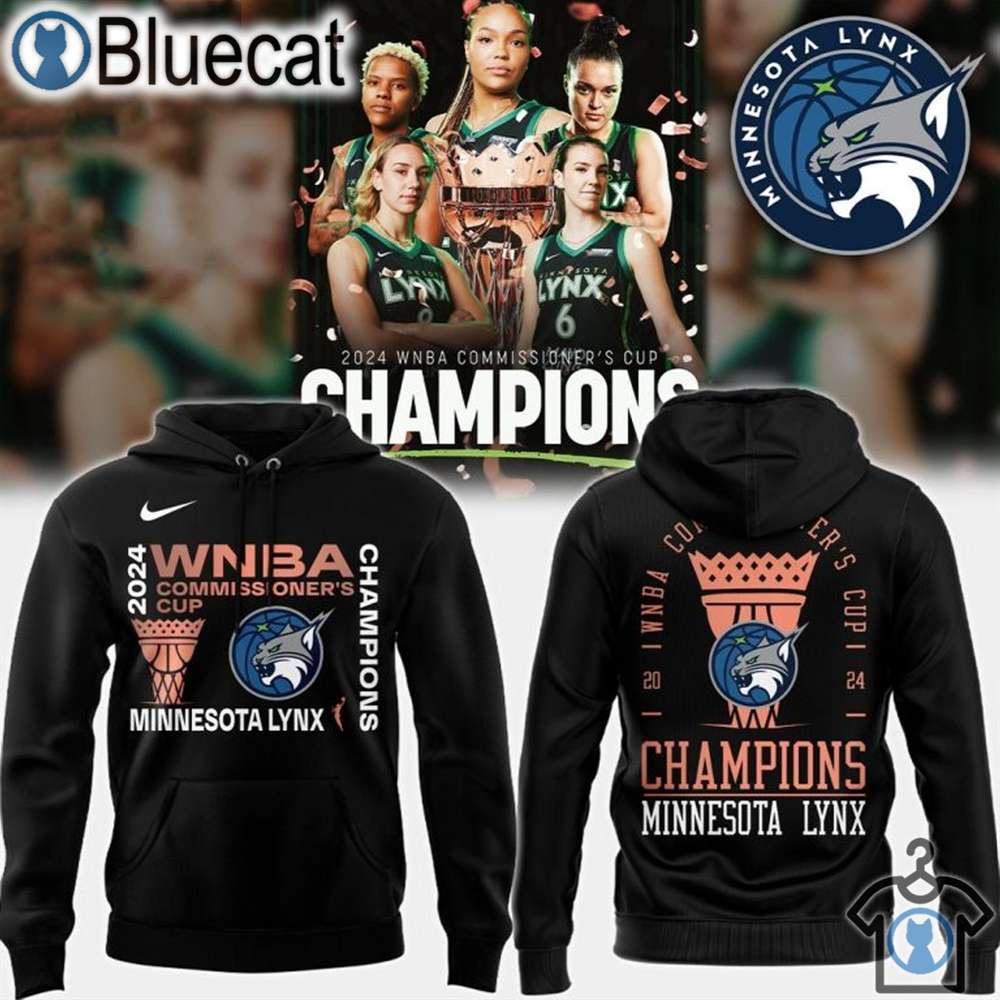 minnesota lynx 2024 wnba commissioners cup champions unisex t shirt hoodie black 1 1