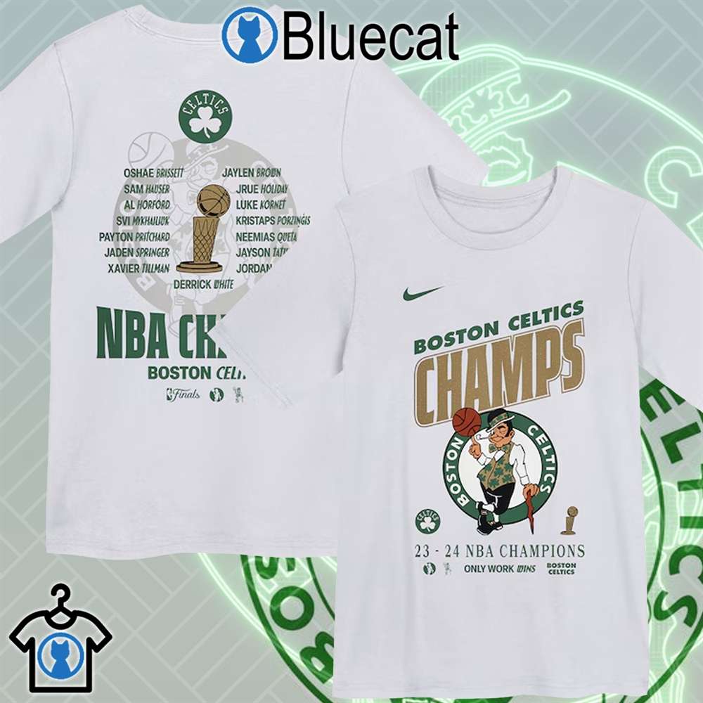 official boston celtics nike preschool 2024 nba finals champions celebration roster t shirt 1