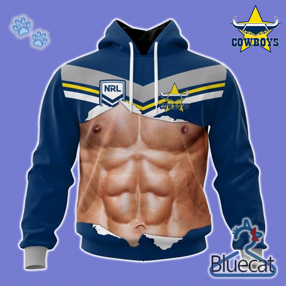 special men ripped design nrl north queensland cowboys custom name and number 3d t shirt sweatshirt hoodie 1 1