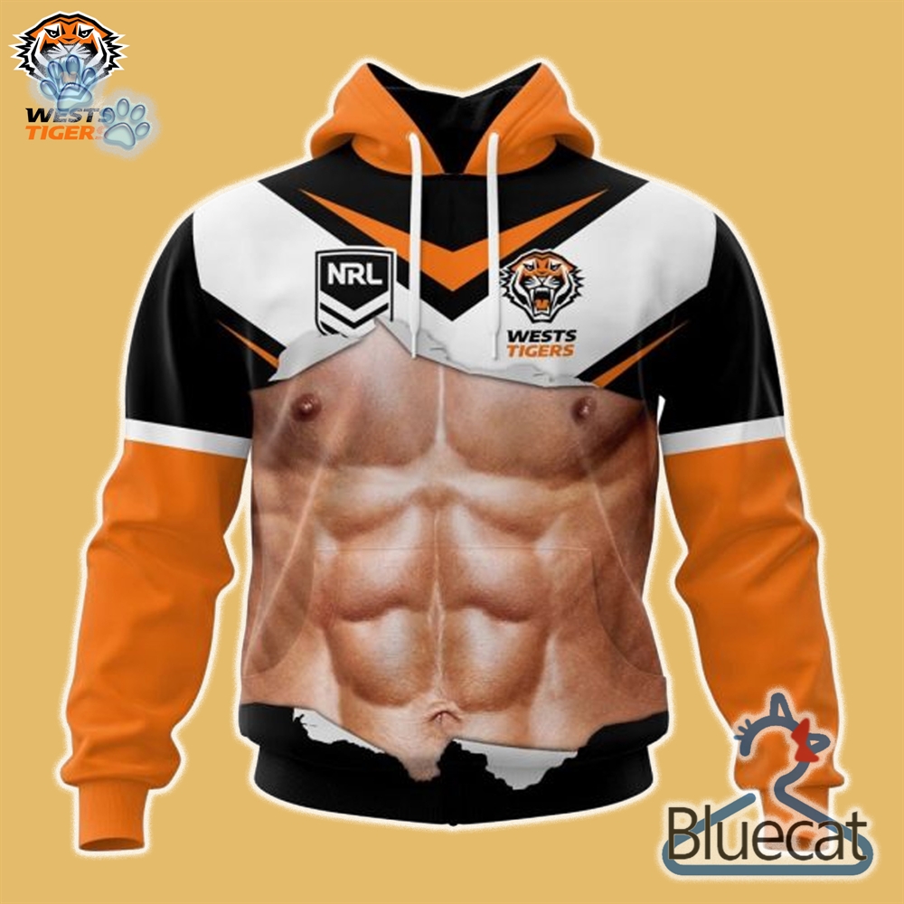 special men ripped design nrl wests tigers custom name and number 3d t shirt sweatshirt hoodie 1 1