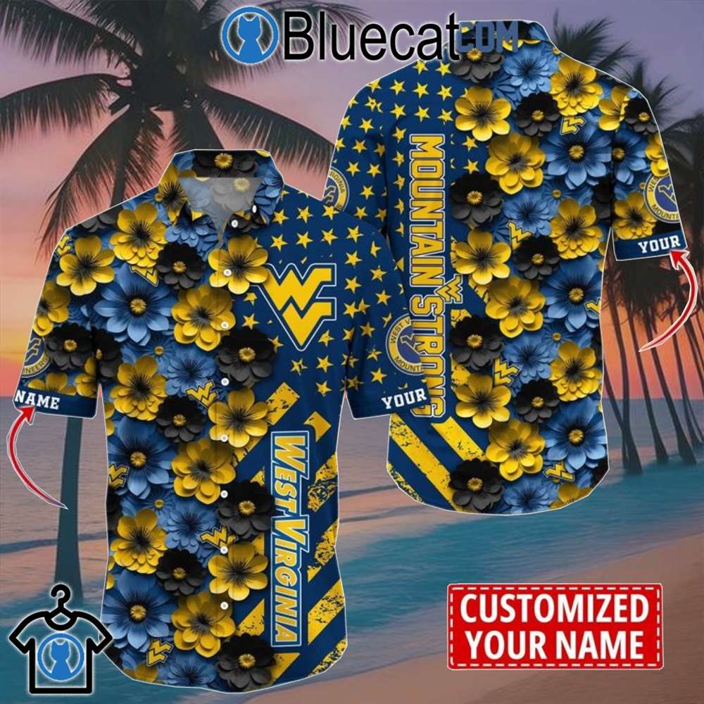 west virginia mountaineers summer flower love fan personalized hawaiian shirt 1