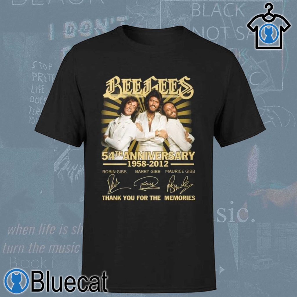 bee gees band 54th anniversary 1958 2012 thank you for the memories t shirt 1 2