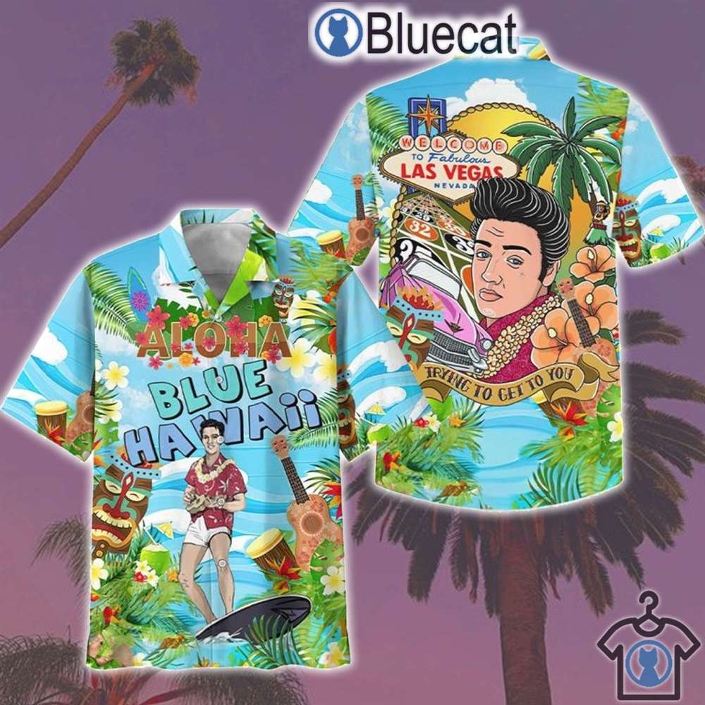 elvis presley aloha blue hawaii trying to get to you 3d hawaiian shirts for elvis fans 1