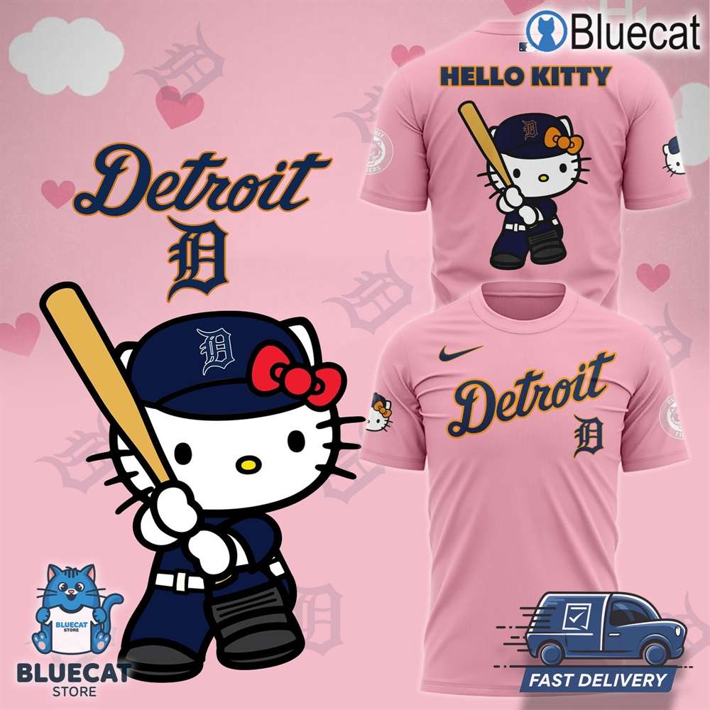 2024 mlb detroit tigers x hello kitty t shirt sweatshirt hoodie for detroit fans 1