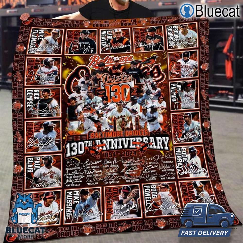 baltimore orioles 130th anniversary 1894 2024 the legend fleece blanket quilt 1