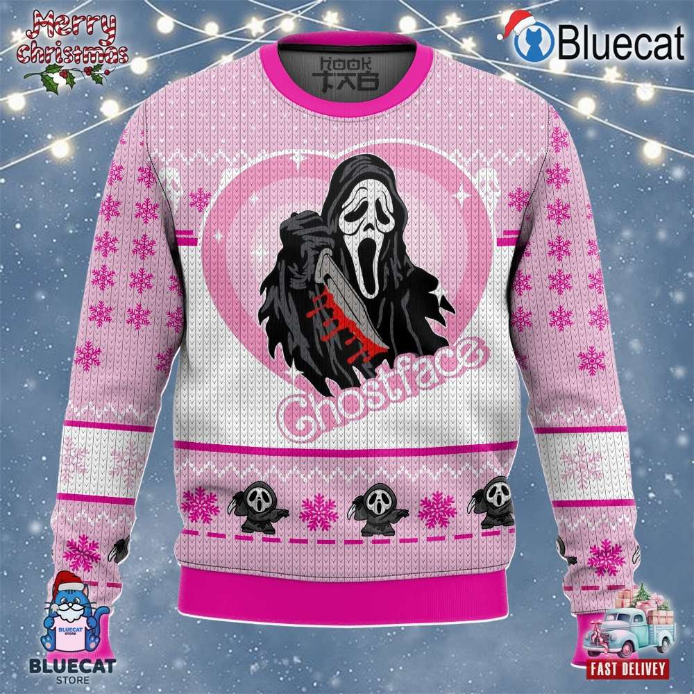 ghostface xmas holiday gift ugly christmas sweater 1