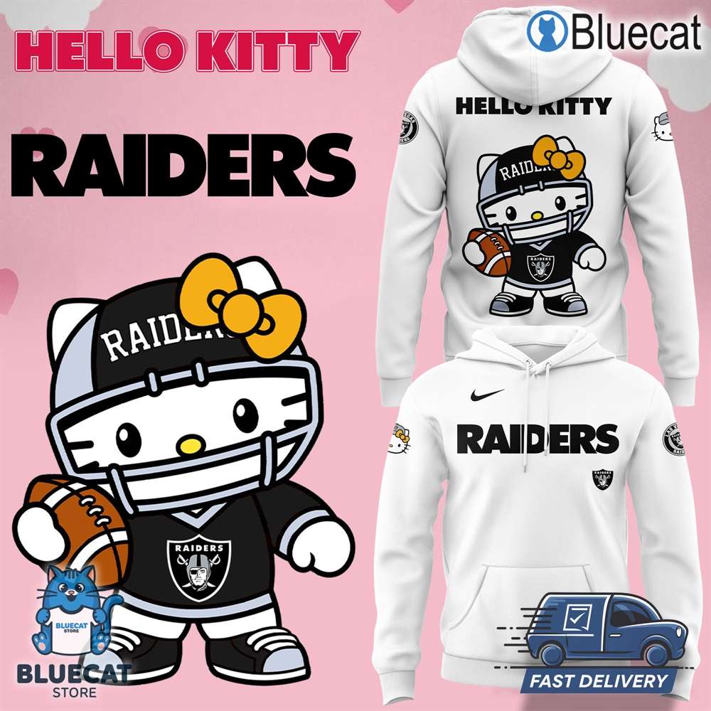 hello kitty x las vegas raiders 2024 t shirt hoodie polo white for raiders lovers 1